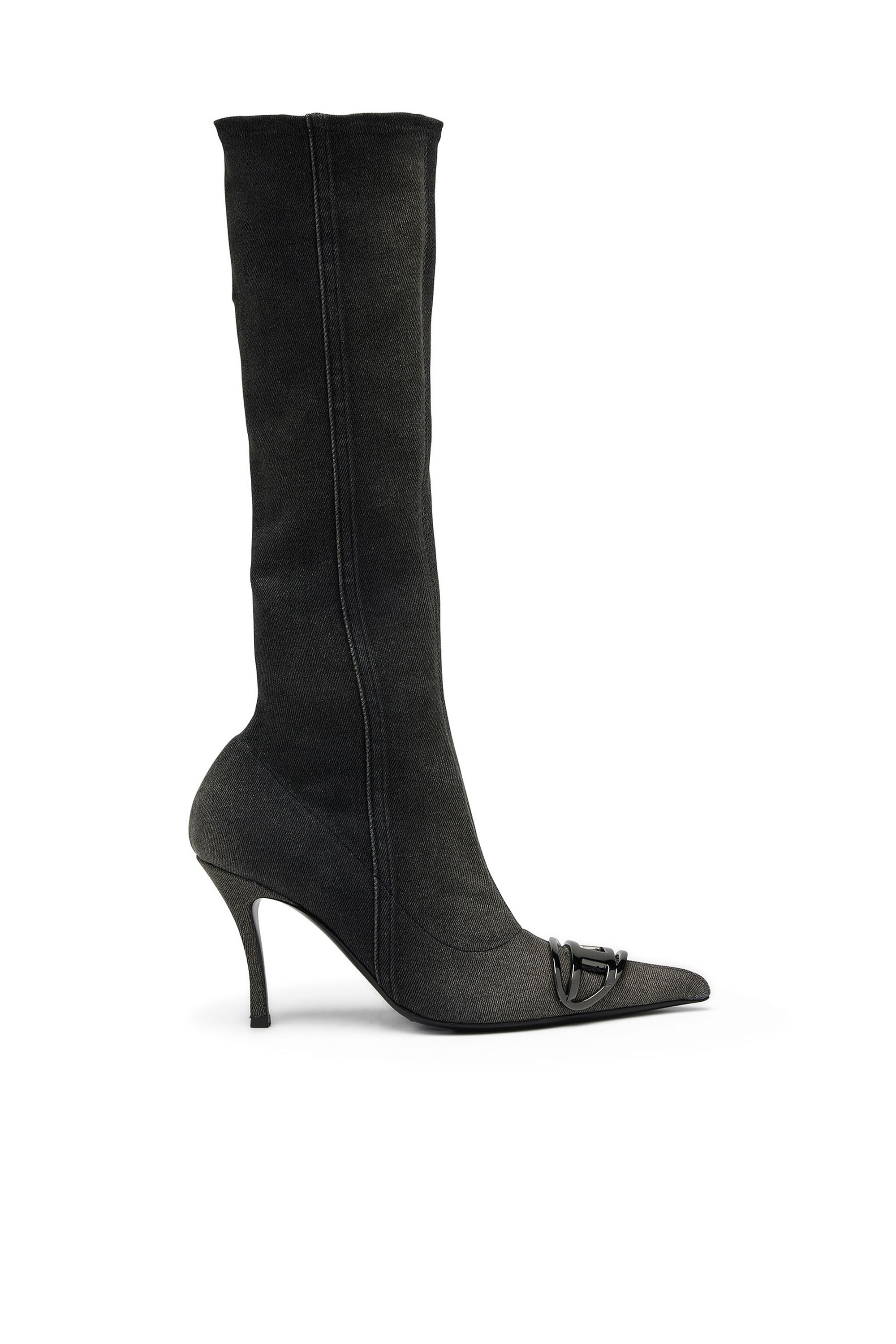 Diesel - D-VENUS KB D, Woman D-Venus-Knee-high boots in stretch denim in Black - Image 1