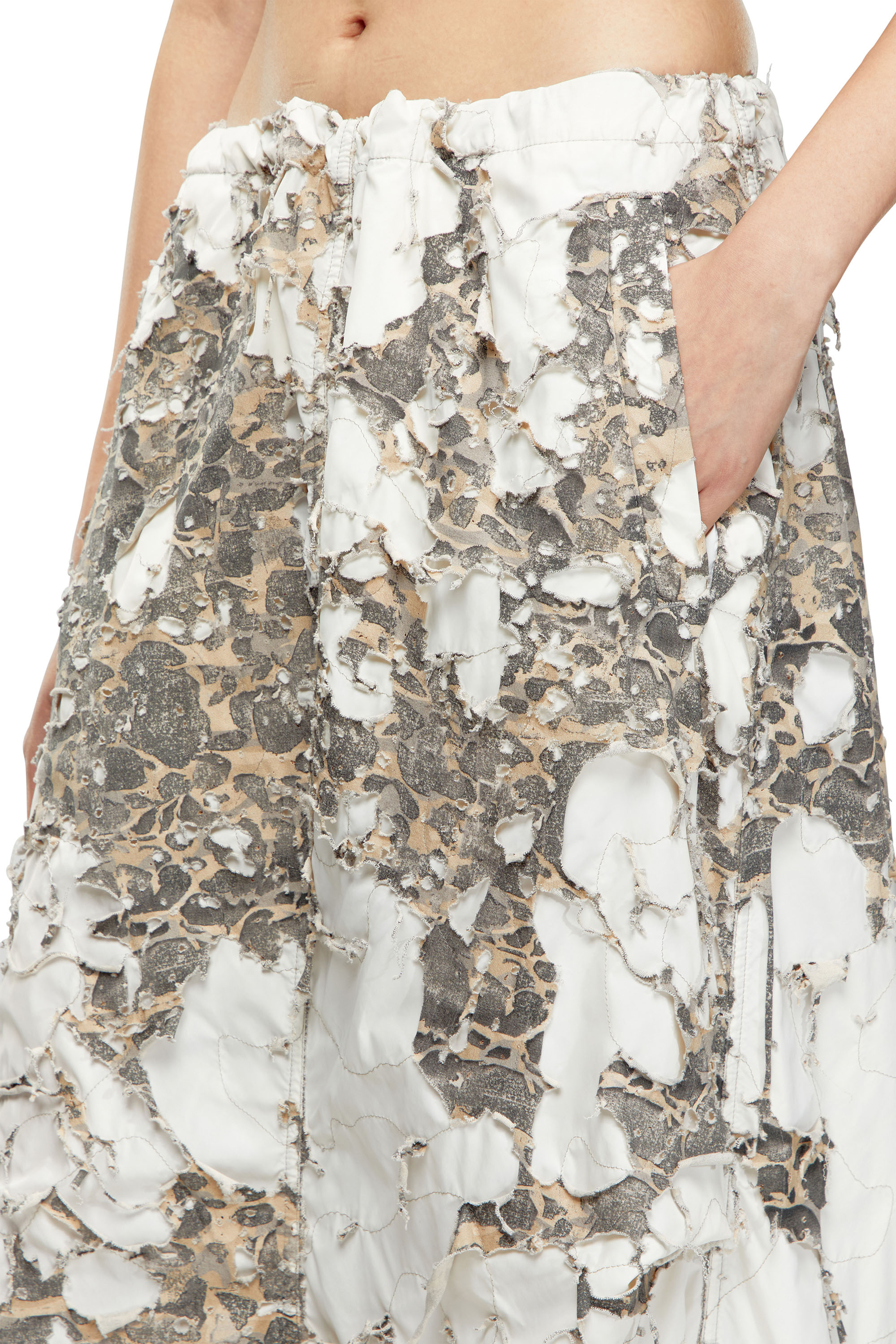 Diesel - O-HOCKYS, Woman Long skirt with destroyed camo layer in White - Image 4