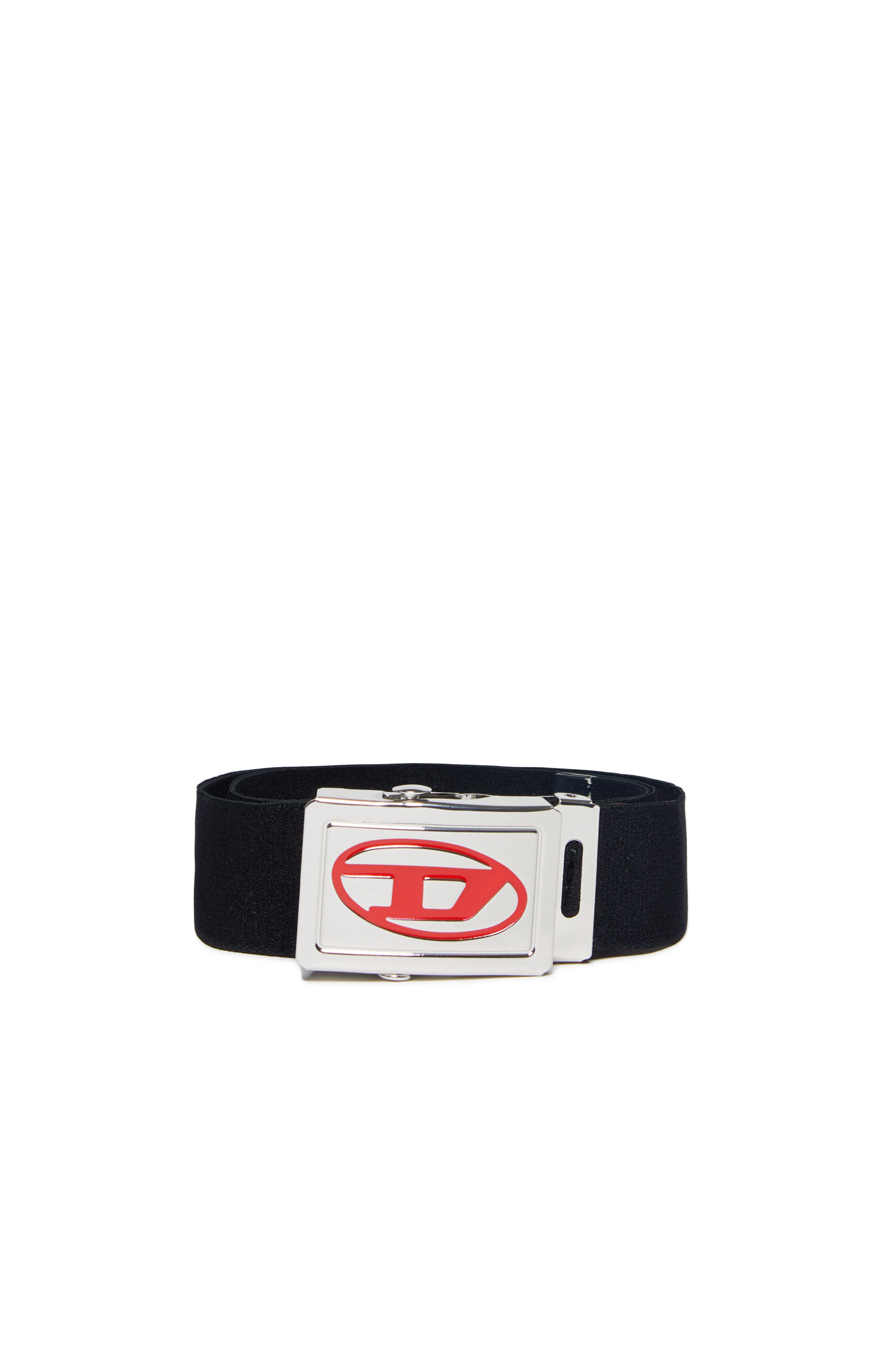 Diesel - BESAR, Man Tape belt with Oval D plaque buckle in Black - Image 1
