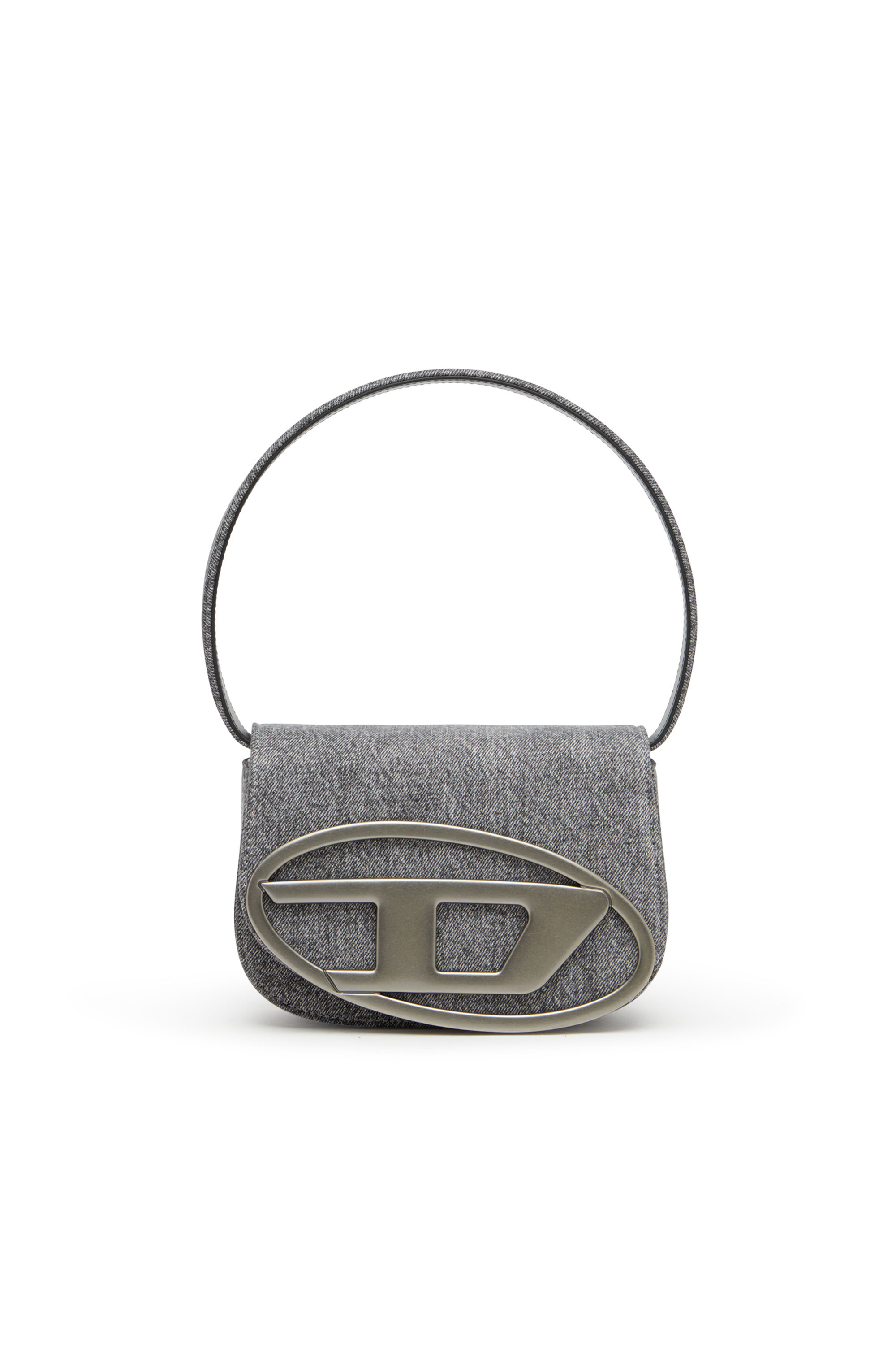 Diesel - 1DR, Woman's Iconic shoulder bag in stonewashed denim in Black - 1