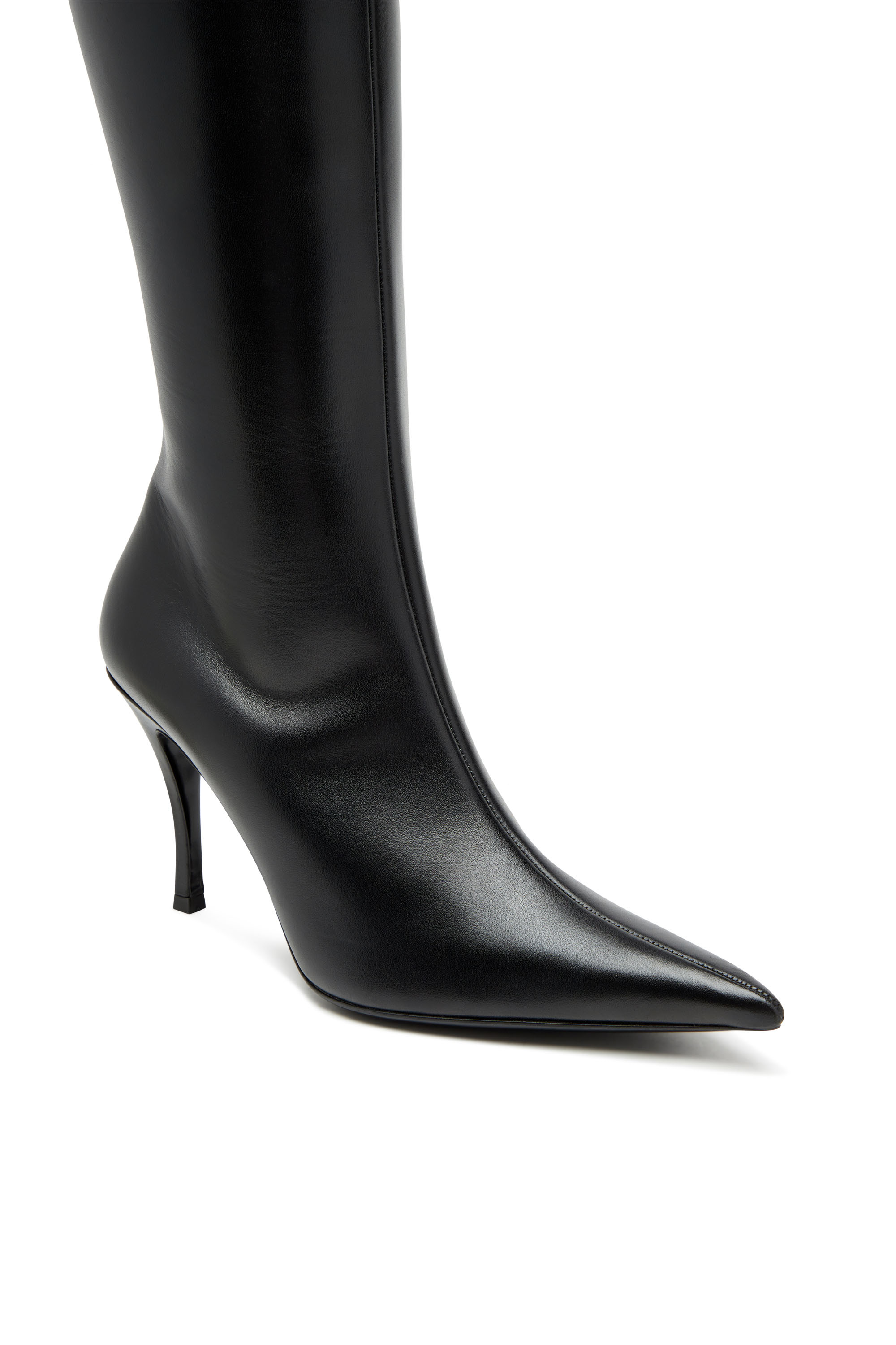 Diesel - D-VENUS HBT, Woman D-Venus-Leather boots with oval D plaque in Black - Image 4
