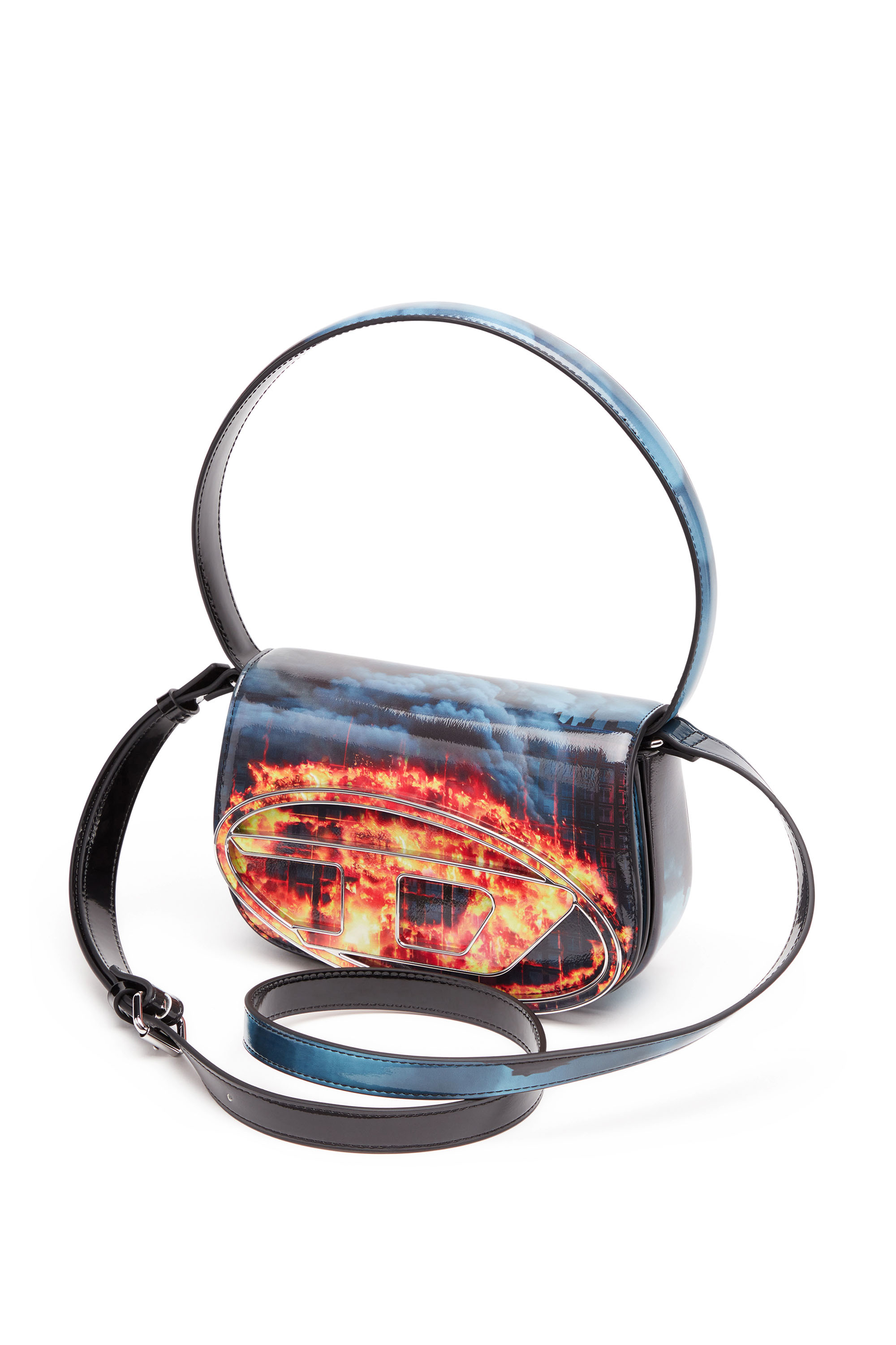 Diesel - 1DR, Woman 1DR-Iconic shoulder bag with fire print in Multicolor - Image 5
