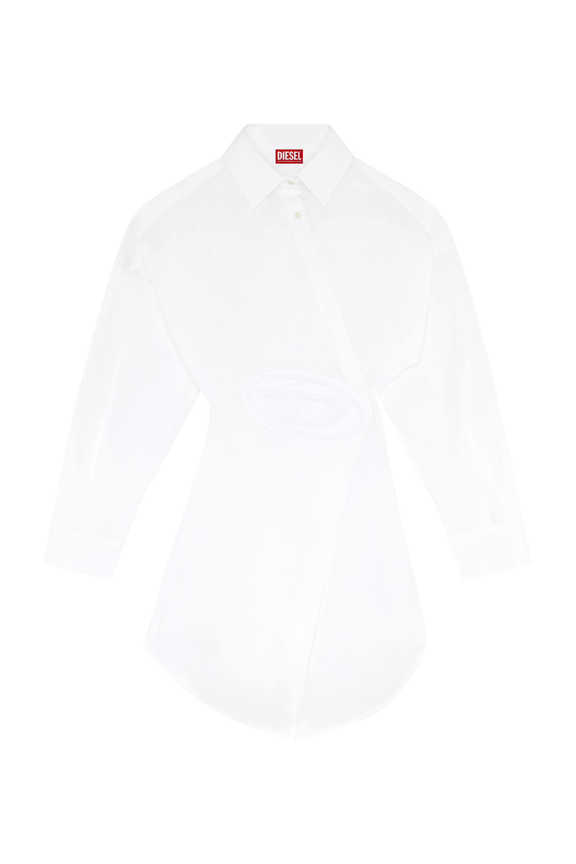 Diesel - D-SIZEN-N1, Woman Short shirt dress in stretch poplin in White - Image 1