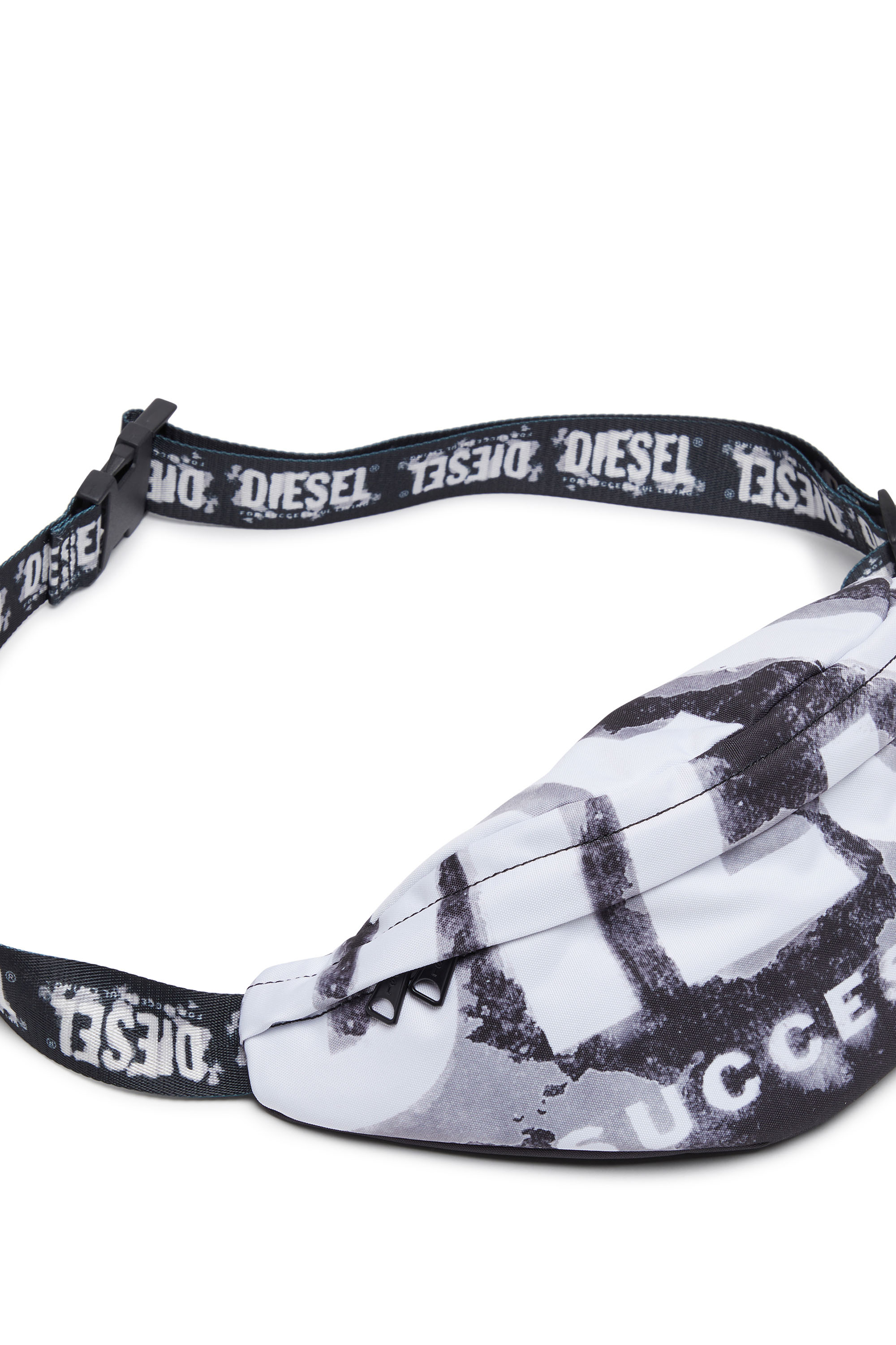 Diesel - RAVE BELTBAG X, Man Rave-Belt bag with bleeding logo print in Black - Image 5
