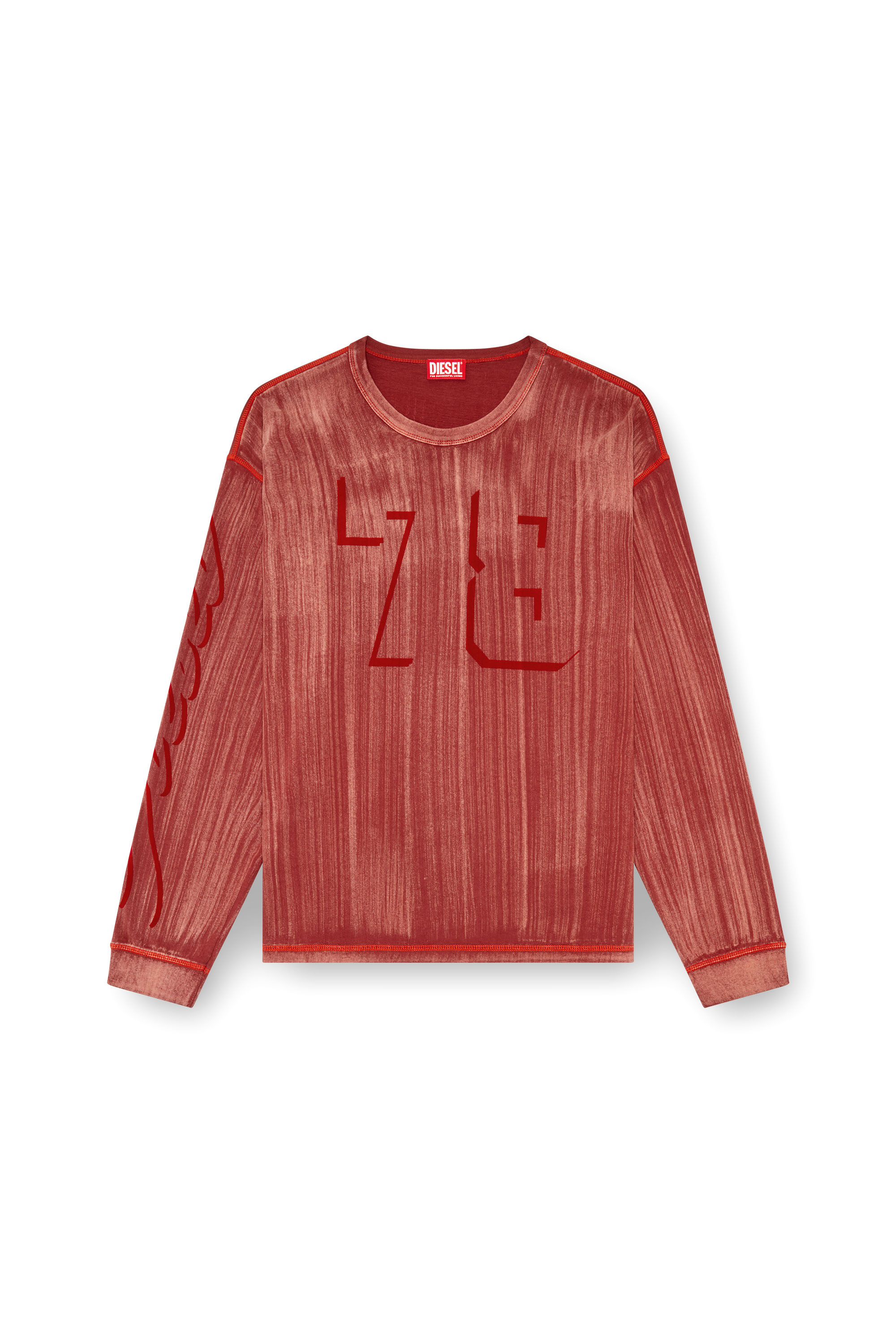 Diesel - T-BOXT-LS-Q2, Man Long-sleeve T-shirt with brushstroke fading in Red - Image 3
