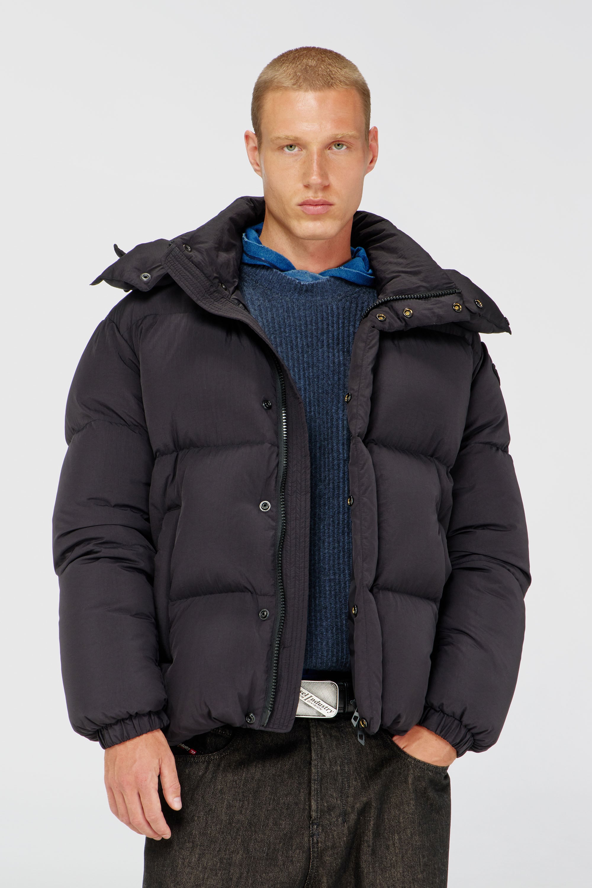 Diesel - W-ROLFYS-WRD, Man's Quilted down jacket in ViralOff&reg; Taslan in Dark grey - 1