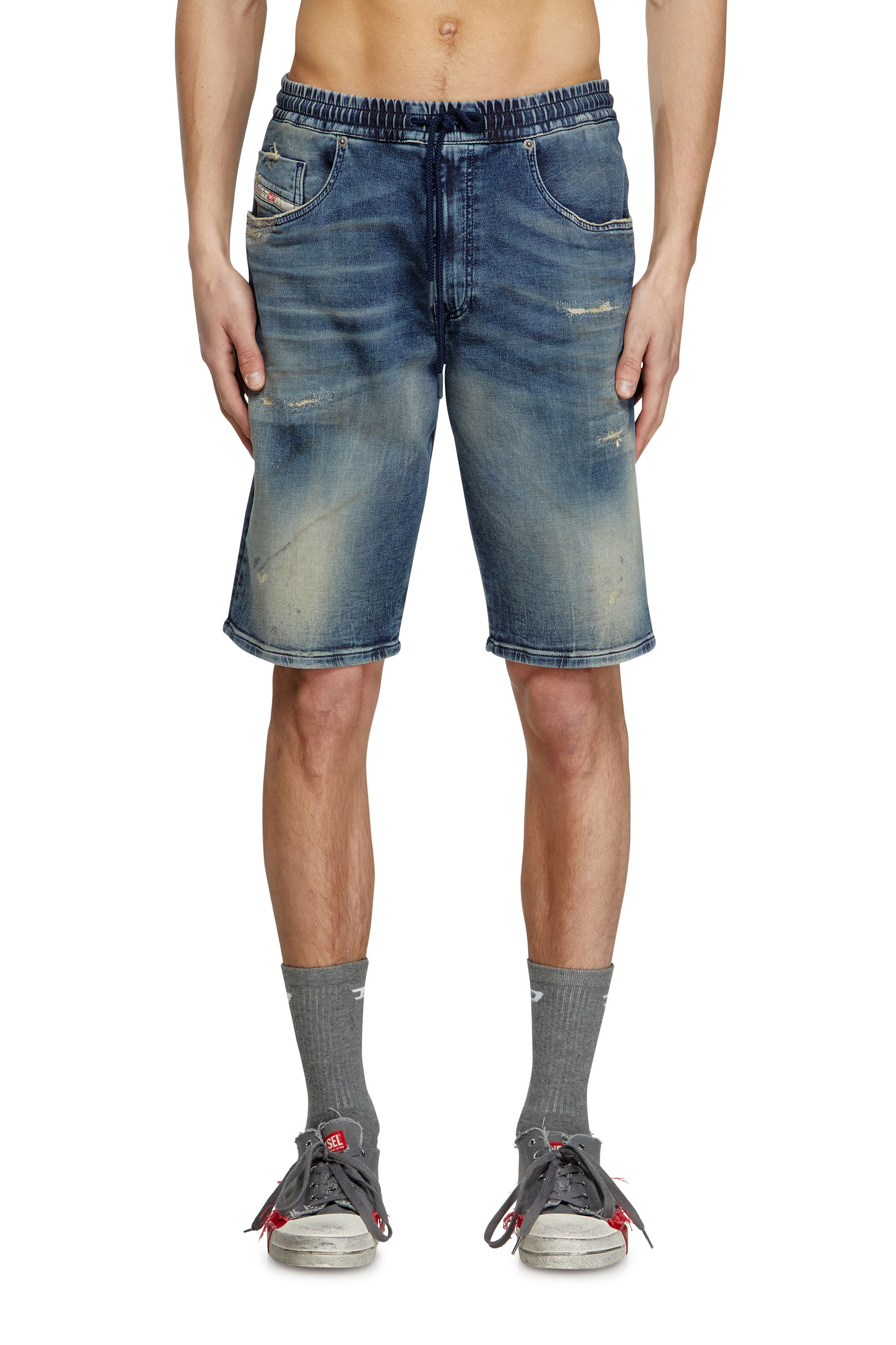 Diesel - 2033 D-KROOLEY-SHORT JOGG, Man's Chino shorts in JoggJeans in Dark Blue - 1