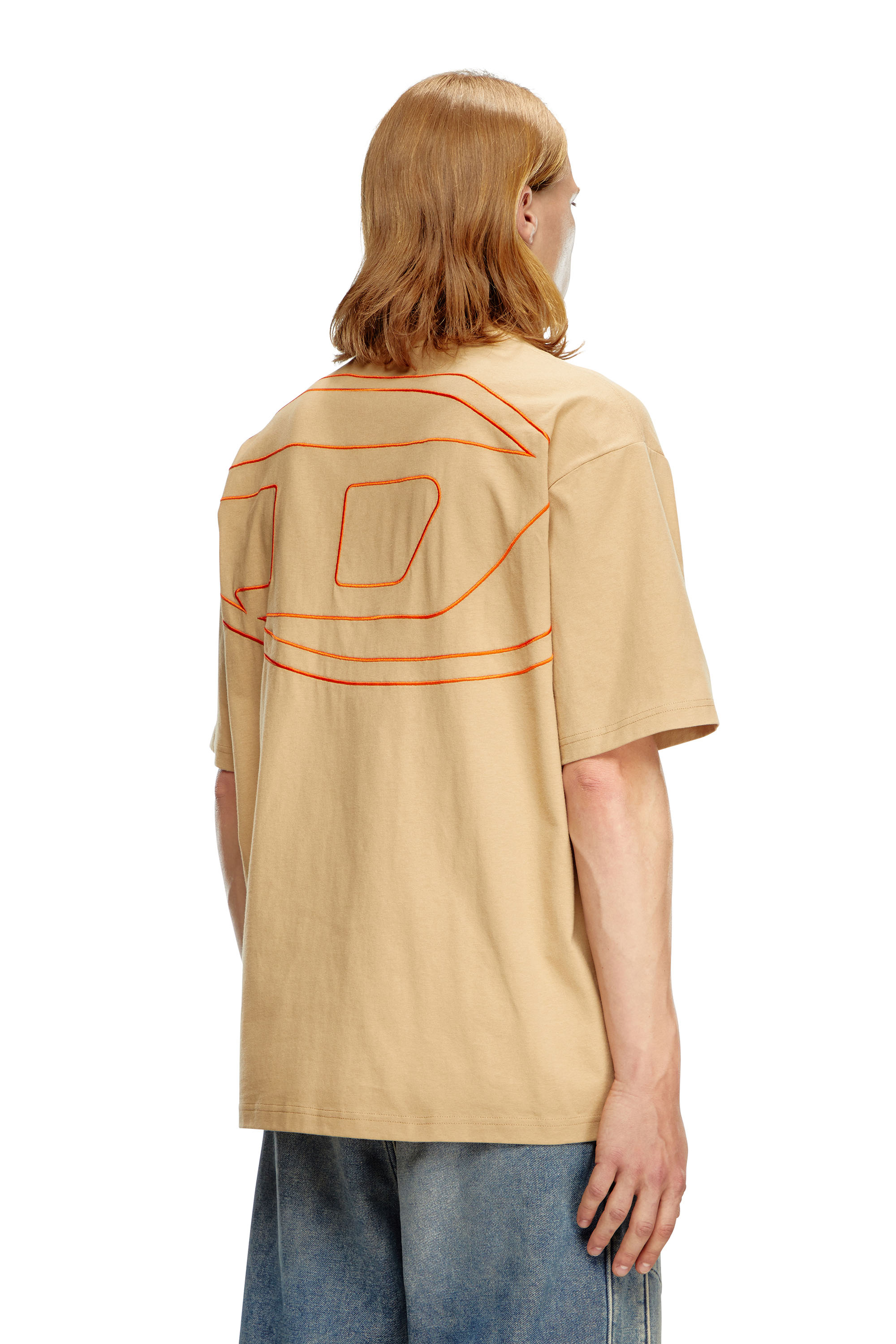 Diesel - T-BOGGY-MEGOVAL-D, Man T-shirt with maxi oval D embroidery in Brown - Image 4