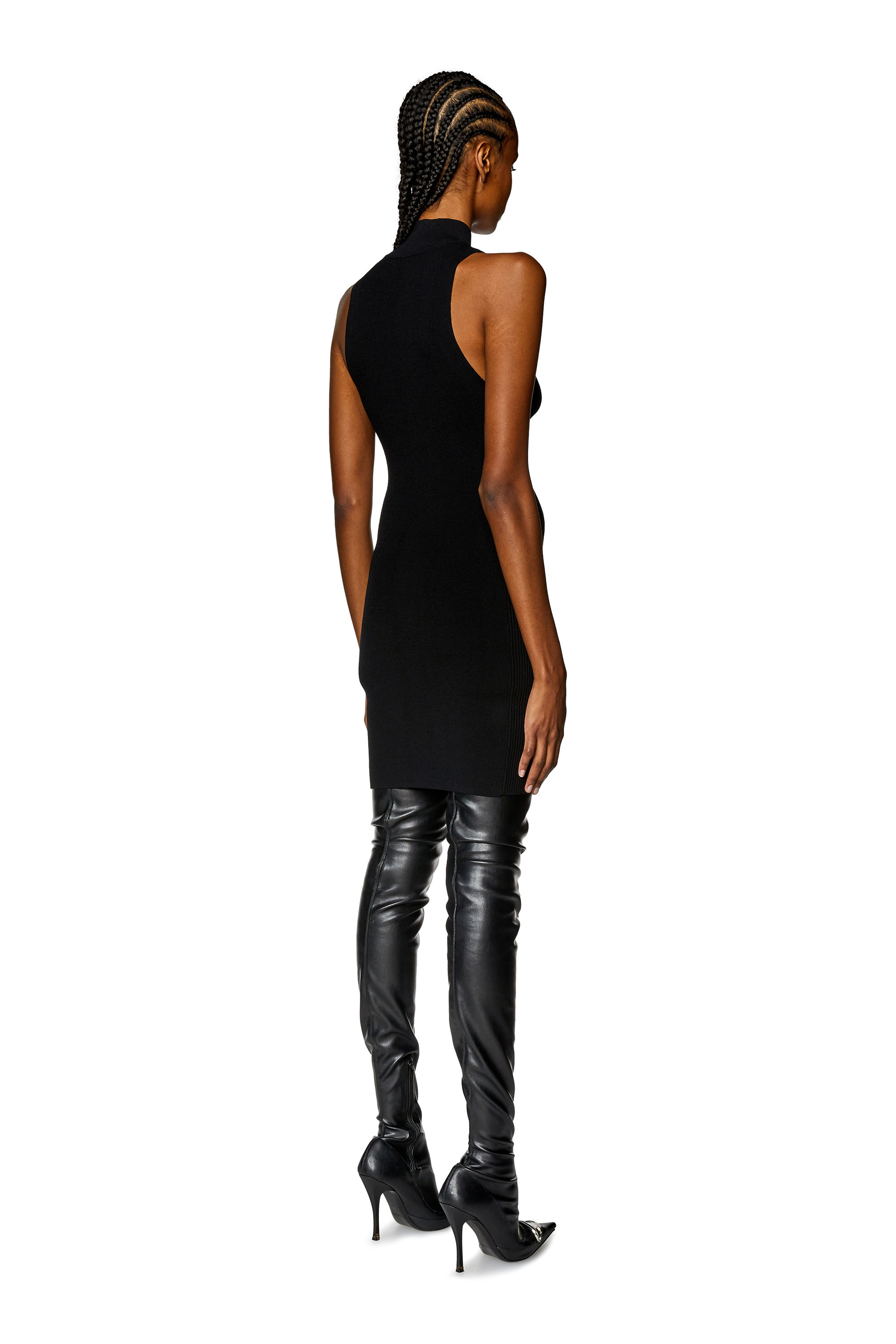 Diesel - M-ONERVAX, Woman Short turtleneck dress in ribbed knit in Black - Image 3