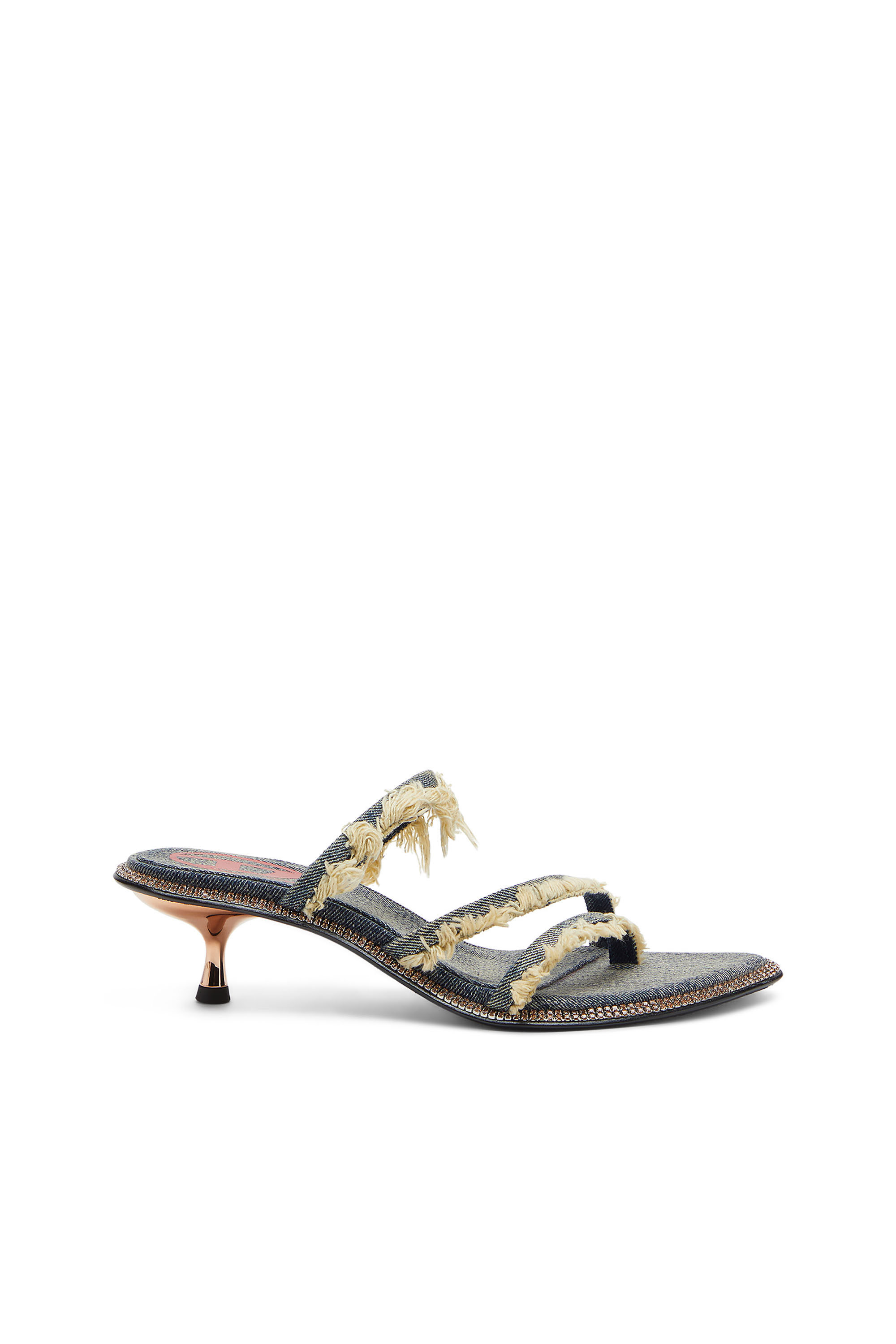 D-HAVANNA KITTIE, Blue Diesel - D-HAVANNA KITTIE, Woman's D-Havanna Kittie-Frayed-denim mules with crystals in Blue - 1
