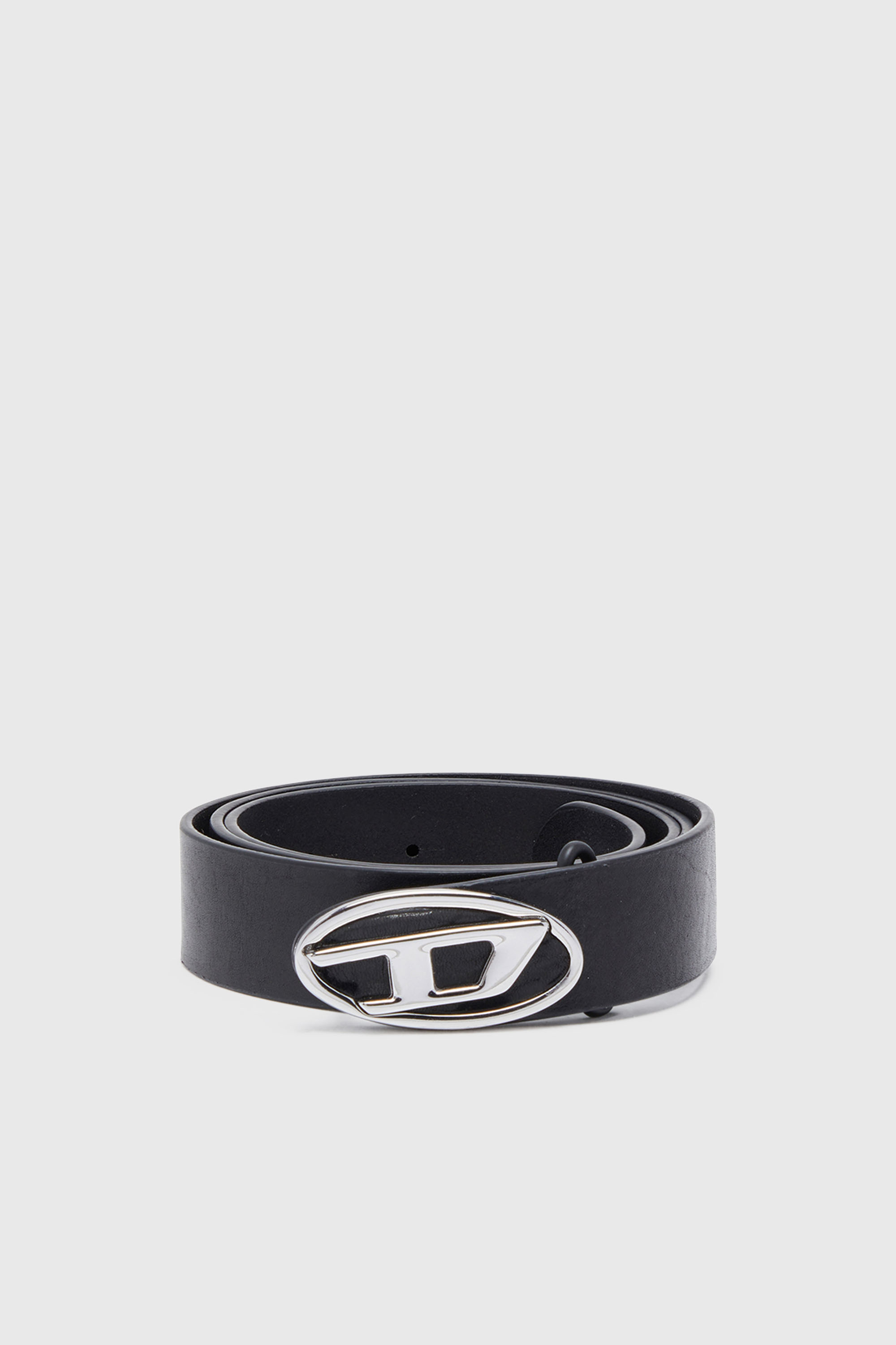 Diesel - B-1DR-LAYER, Man's 2.9cm leather belt with oval d logo in Black - 1