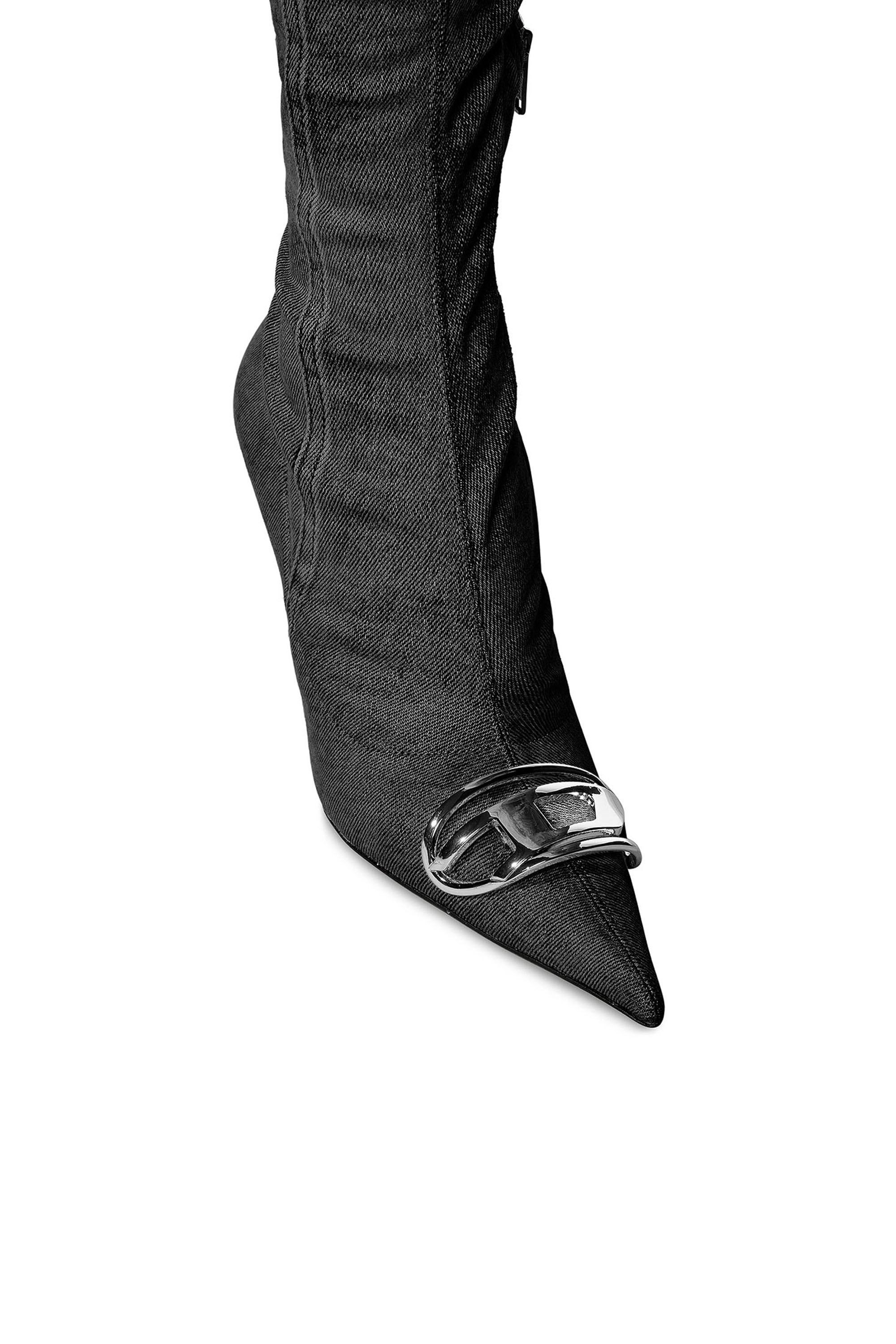 Diesel - D-VENUS TBT D, Woman D-Venus-Over-the-knee boots in stretch denim in Black - Image 4