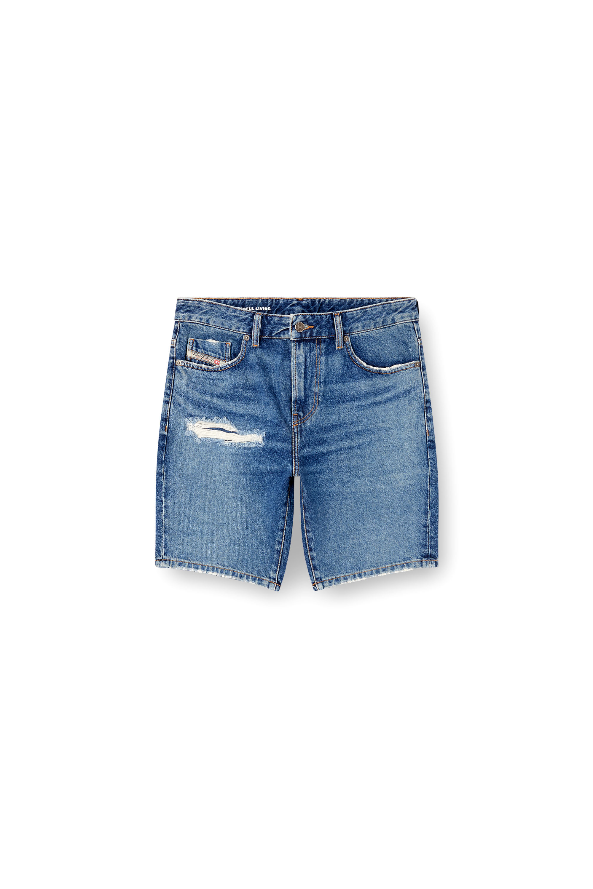 D-FIN, Medium blue Diesel - D-FIN, Man's Slim denim shorts in Medium blue - 2