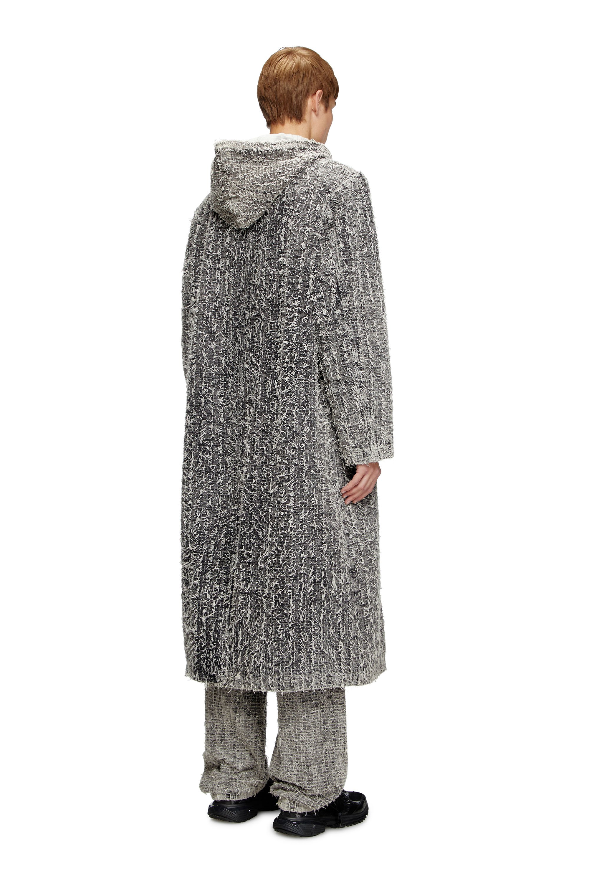 Diesel - D-JACK-S, Unisex's Hooded coat in bouclé denim in Light Grey - 3