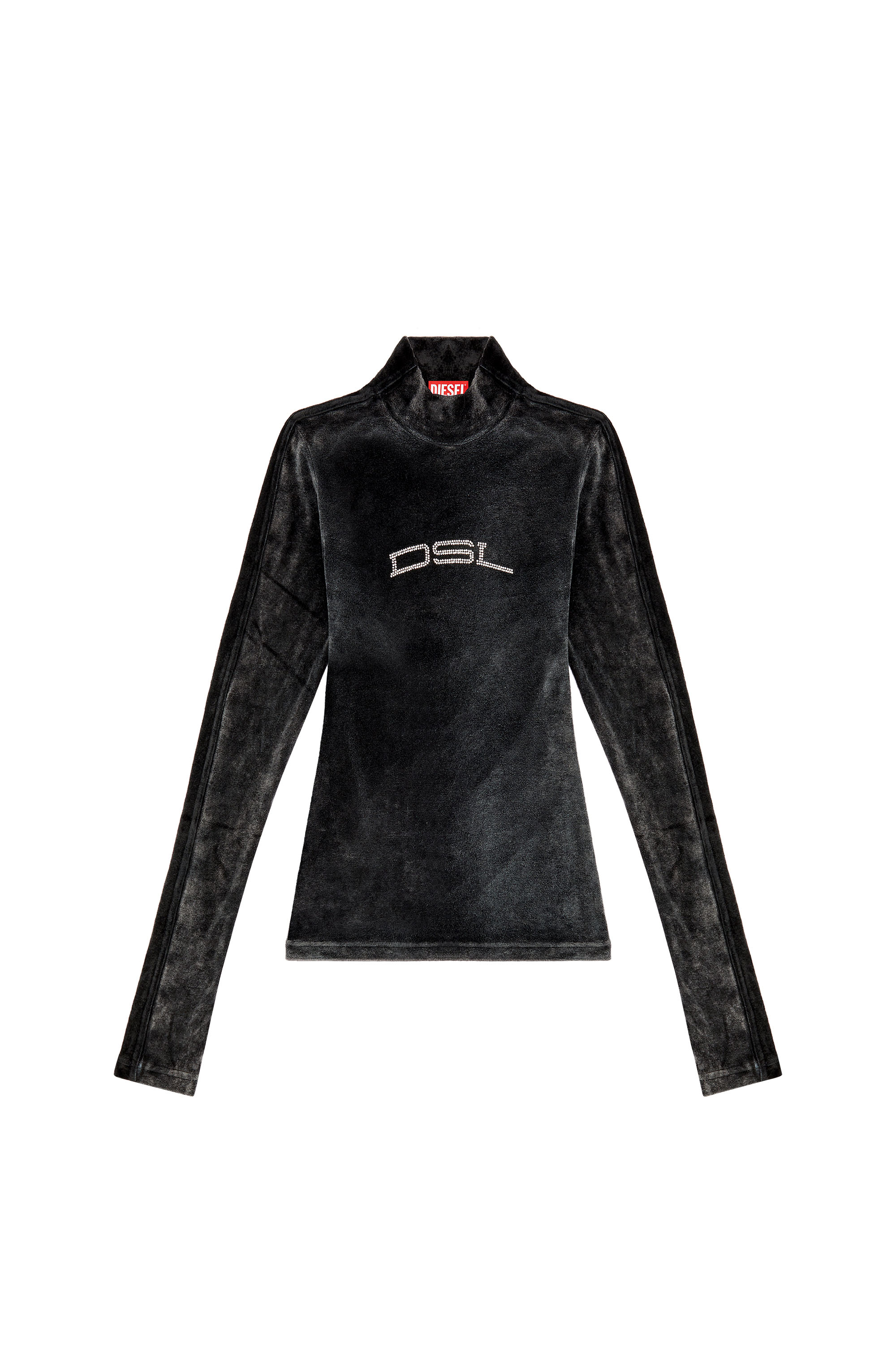 Diesel - T-SLIM-N1, Woman Mock-neck top in faded chenille in Black - Image 4
