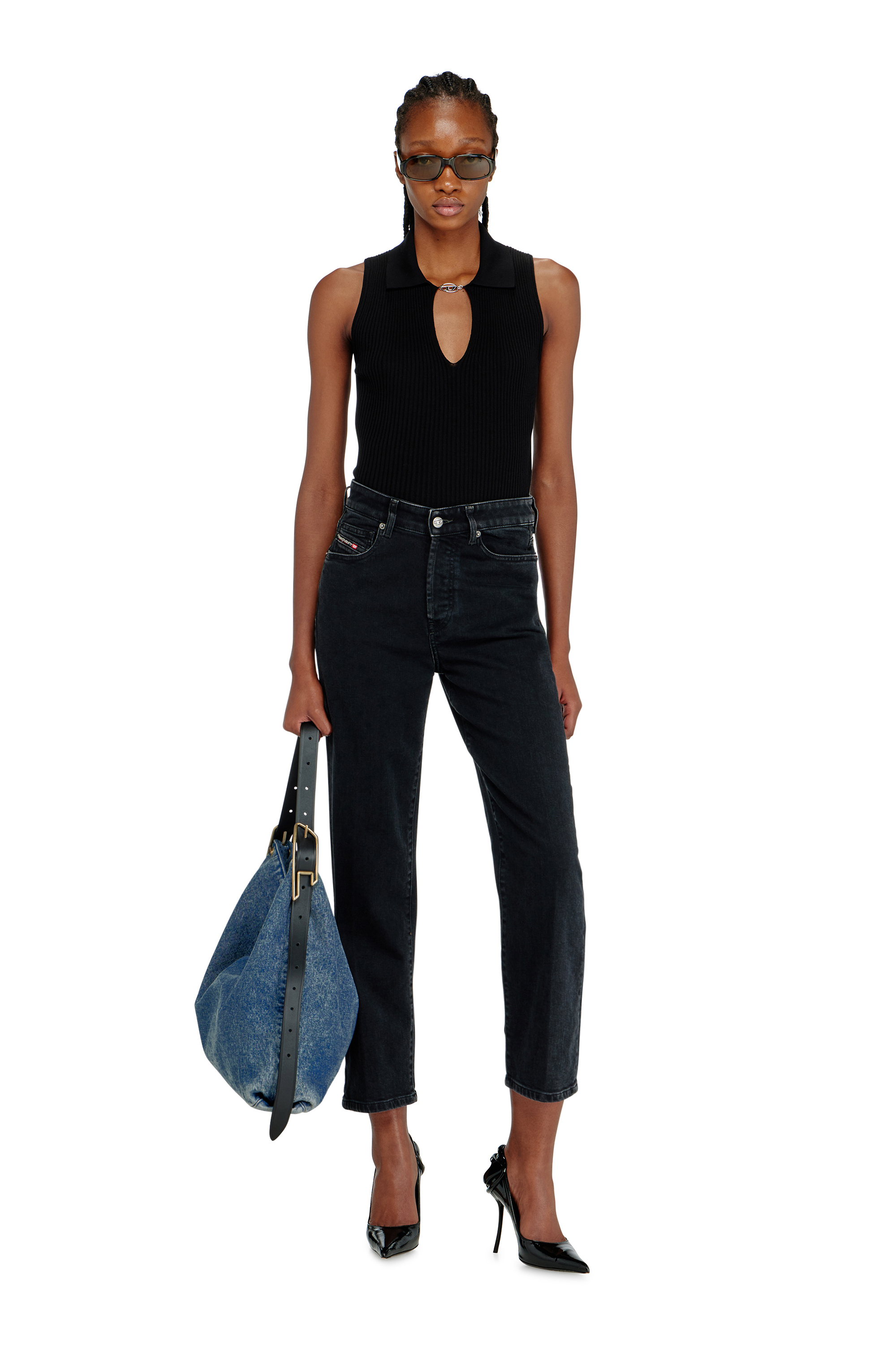 Diesel - D-LINE HOBO, Woman's D-Line-Denim hobo bag in Medium blue - 1