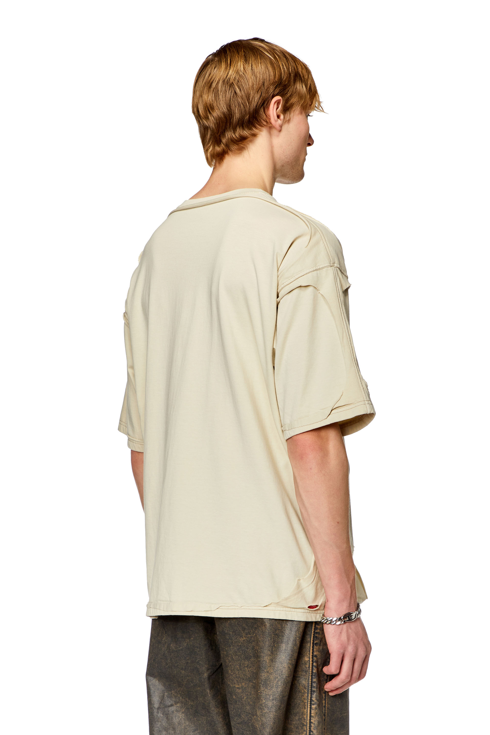 Diesel - T-BOXT-DBL, Man T-shirt with destroyed peel-off effect in Beige - Image 4