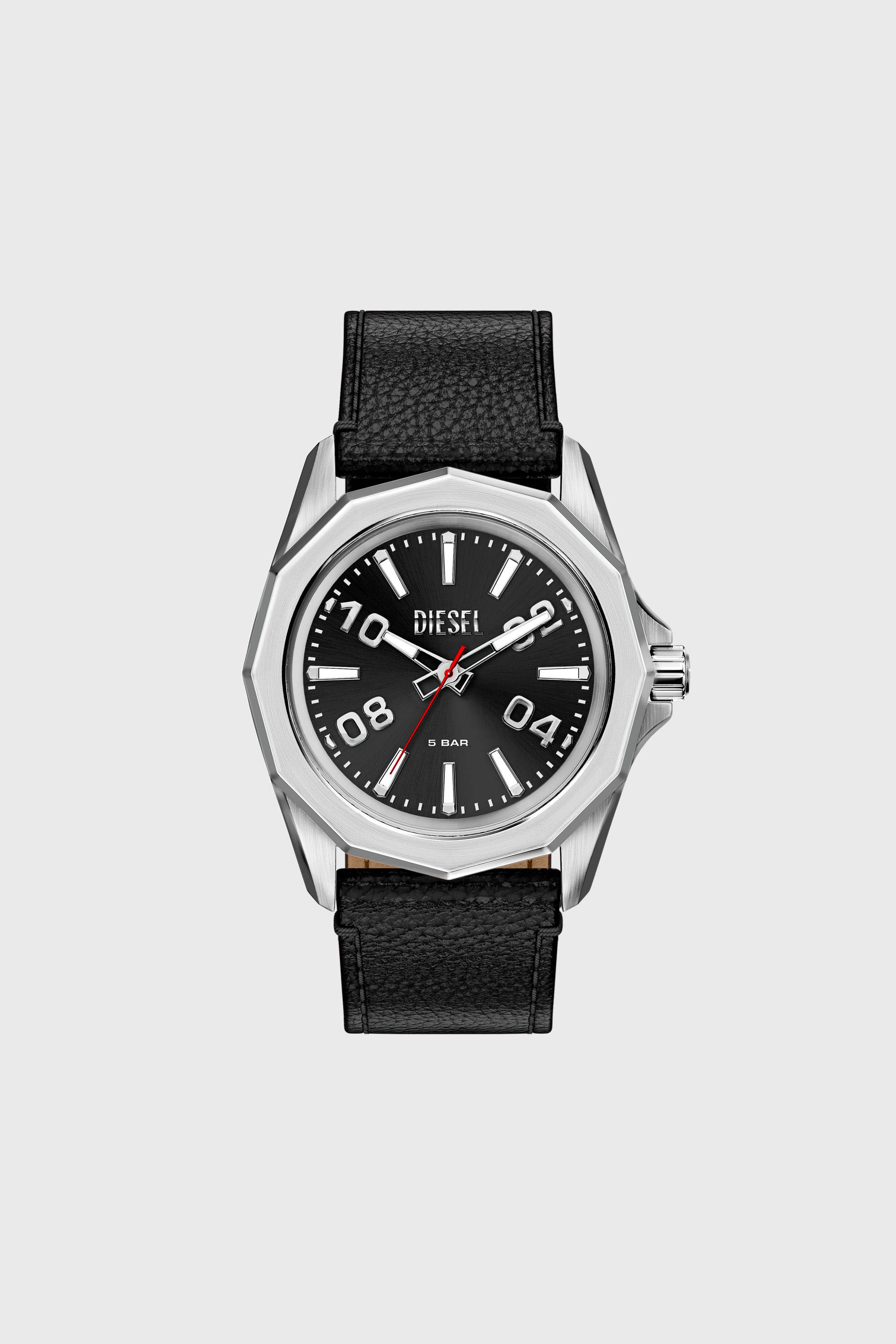 Diesel - DZ2248 WATCH, Man's Stinger black leather watch in Black - 1
