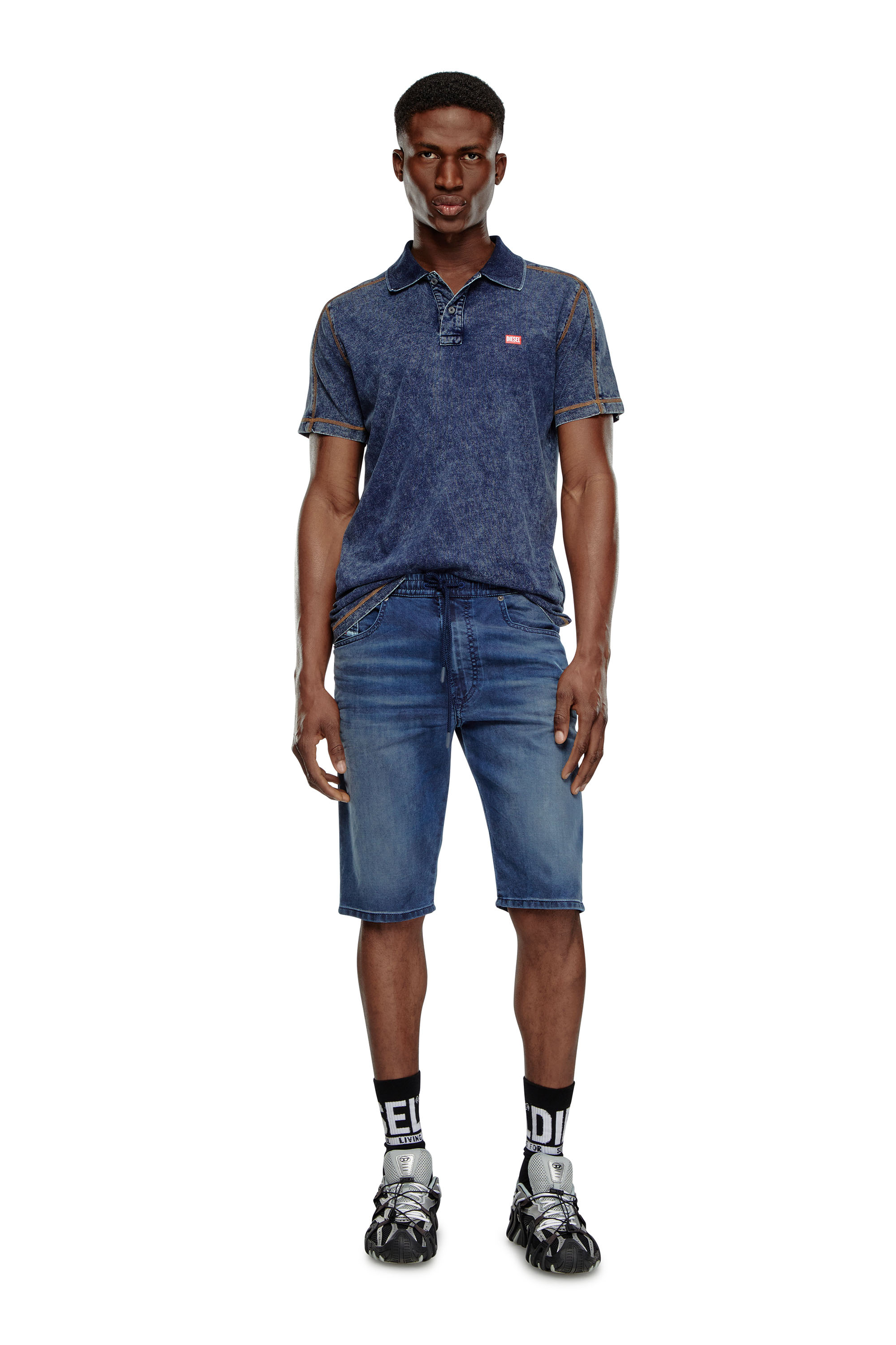Diesel - 2033 D-KROOLEY-SHORT JOGG, Man's Chino shorts in JoggJeans in Medium blue - 1