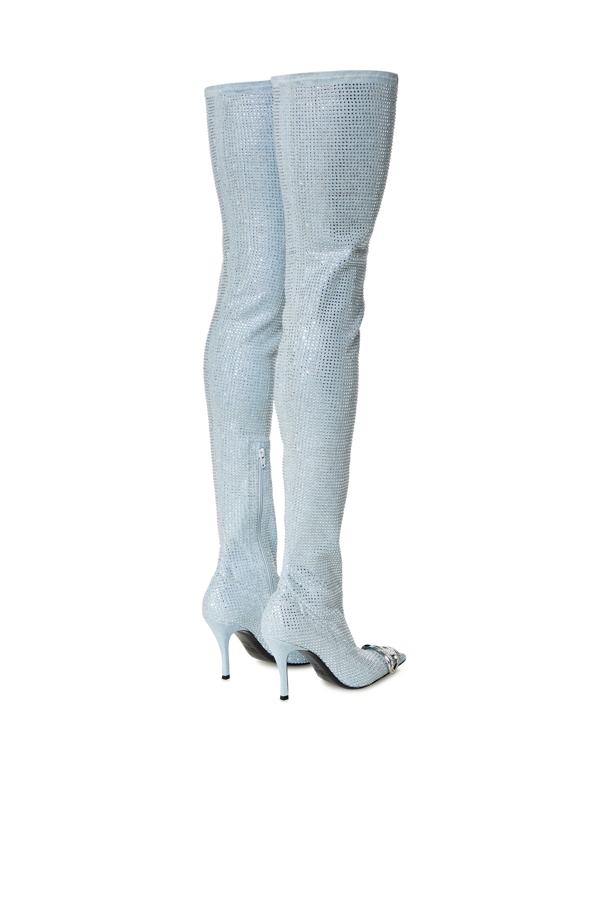 Diesel - D-VENUS TBT, Woman D-Venus Tbt Boots - Over-the-knee boots in rhinestone denim in Blue - Image 3