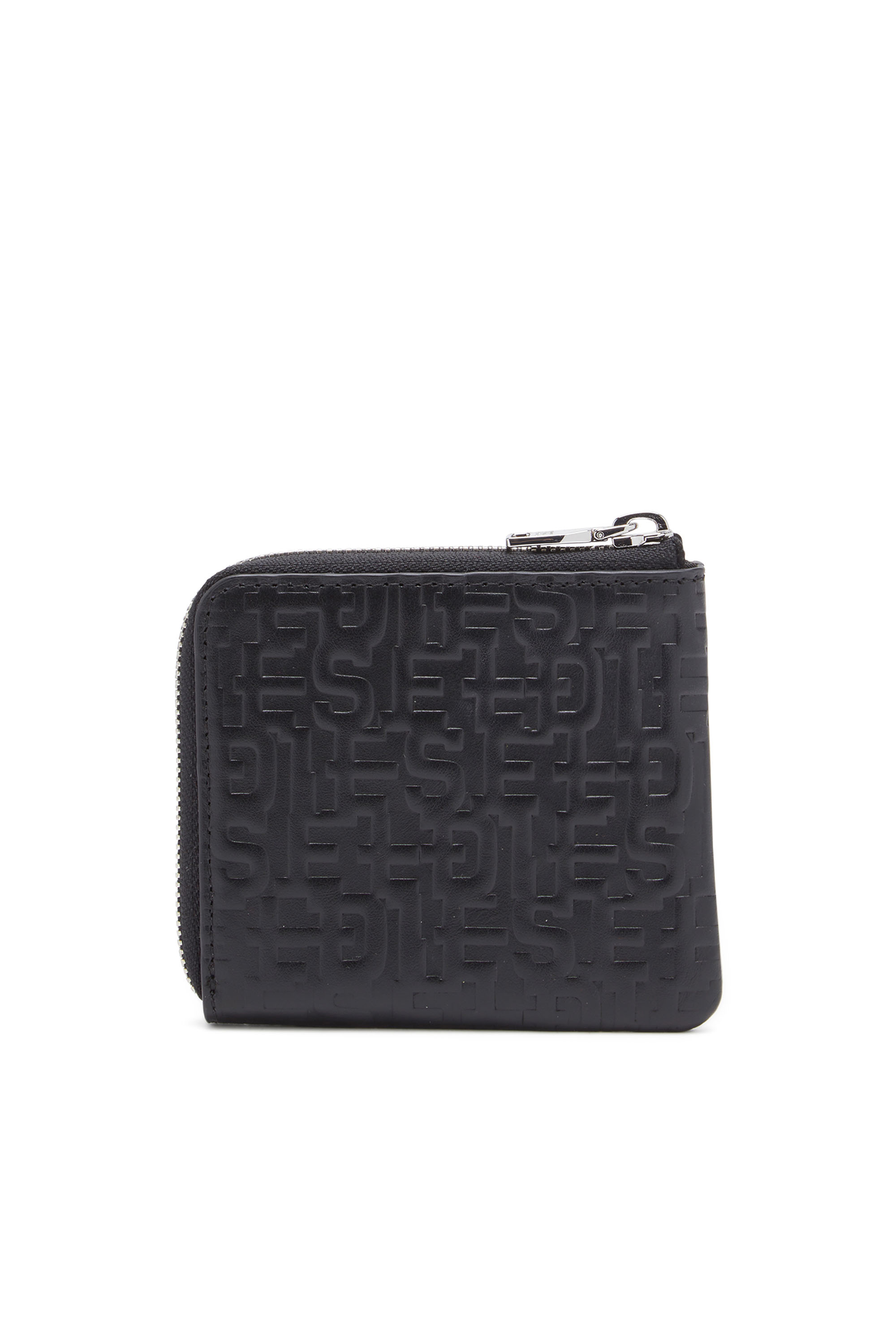 Diesel - PC MONOGRAM CARD HOLDER POUCH, Man Zip wallet in monogram leather in Black - Image 2