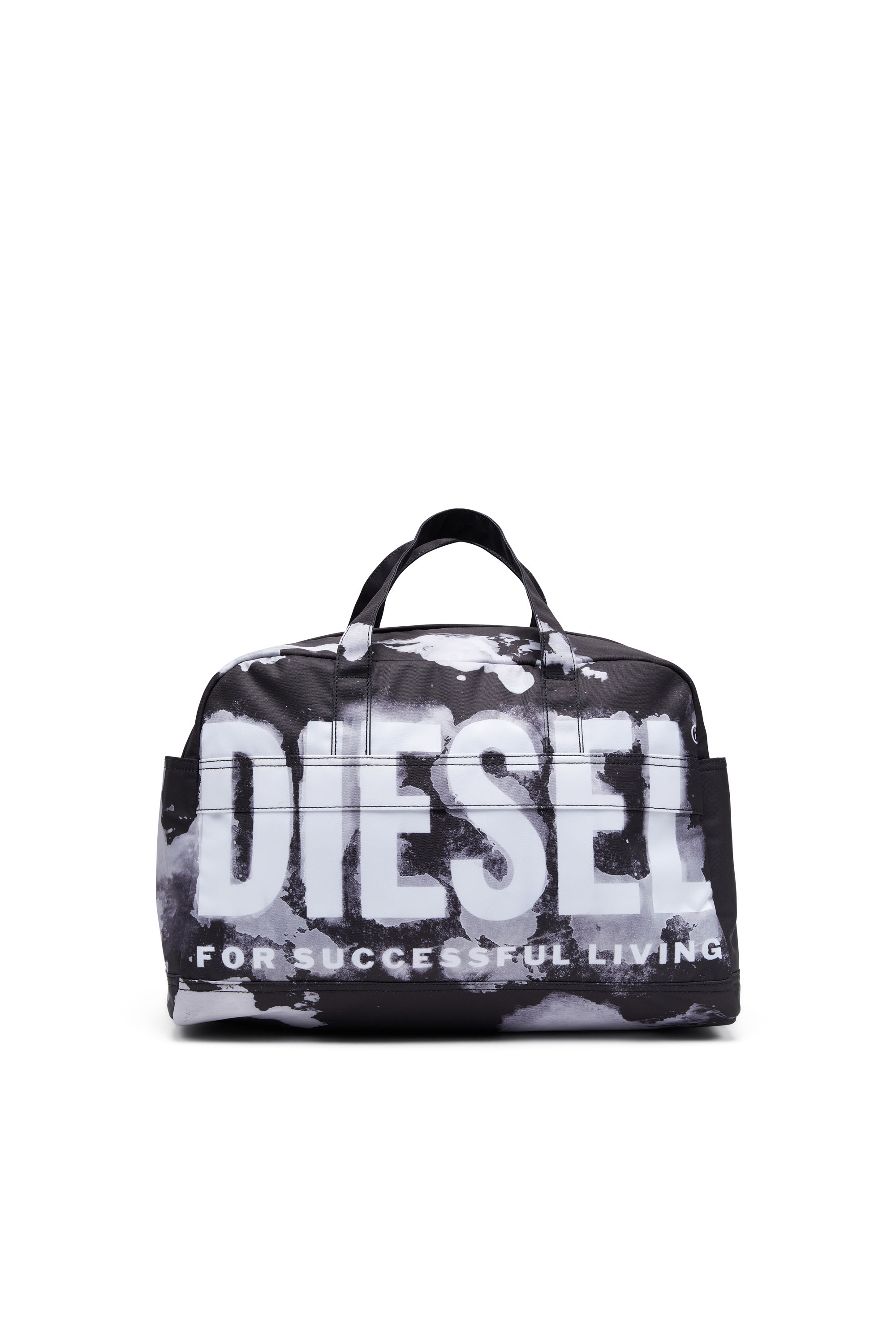 Diesel - RAVE DUFFLE L X, Man Rave-Duffle bag with bleeding logo print in Black - Image 1