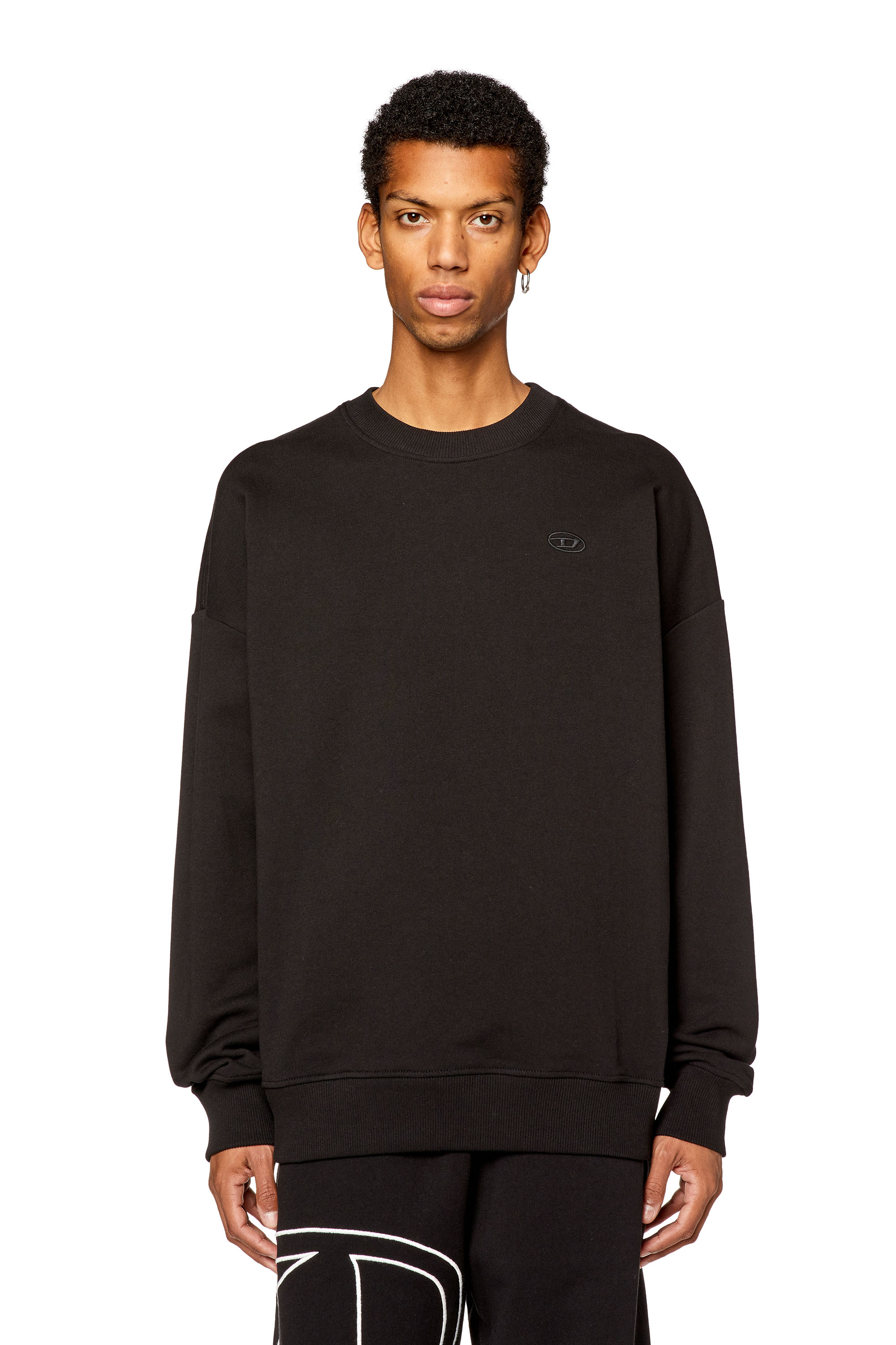 Diesel - S-ROB-MEGOVAL-D, Man Sweatshirt with logo embroidery in Black - Image 4