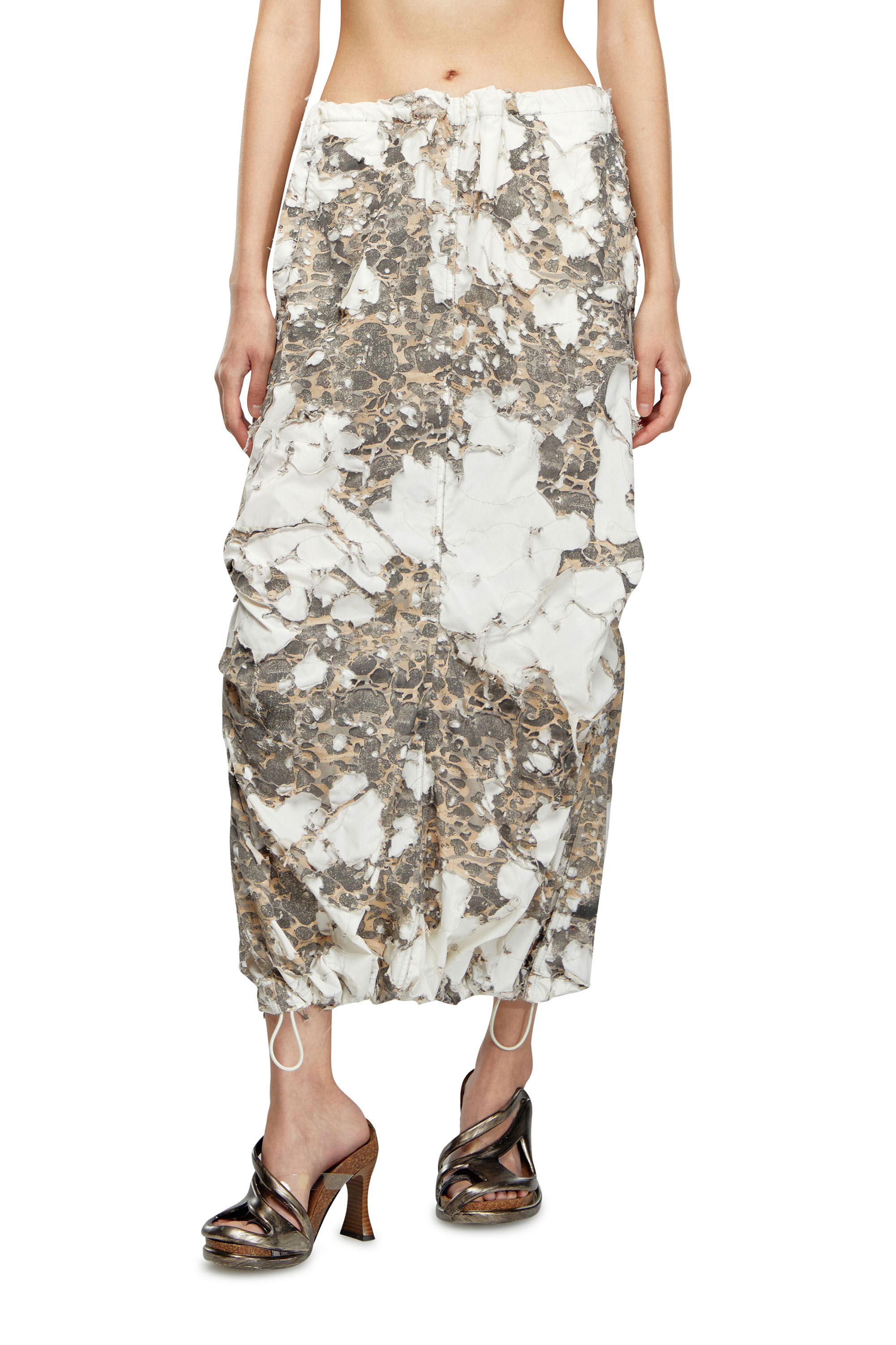 Diesel - O-HOCKYS, Woman Long skirt with destroyed camo layer in White - Image 1