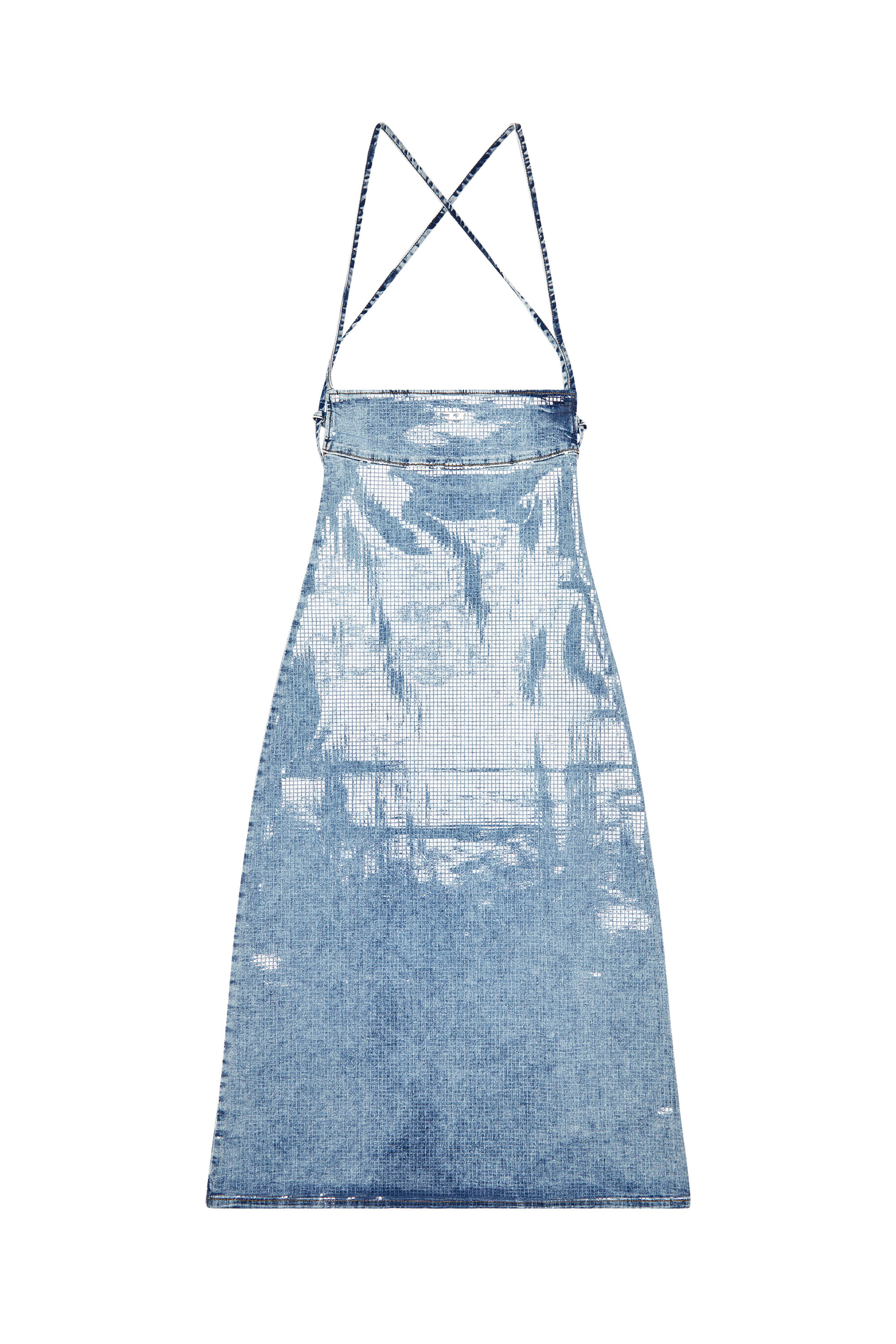 Diesel - DE-HELD-S, Woman Strappy midi dress in sequin denim in Blue - Image 2