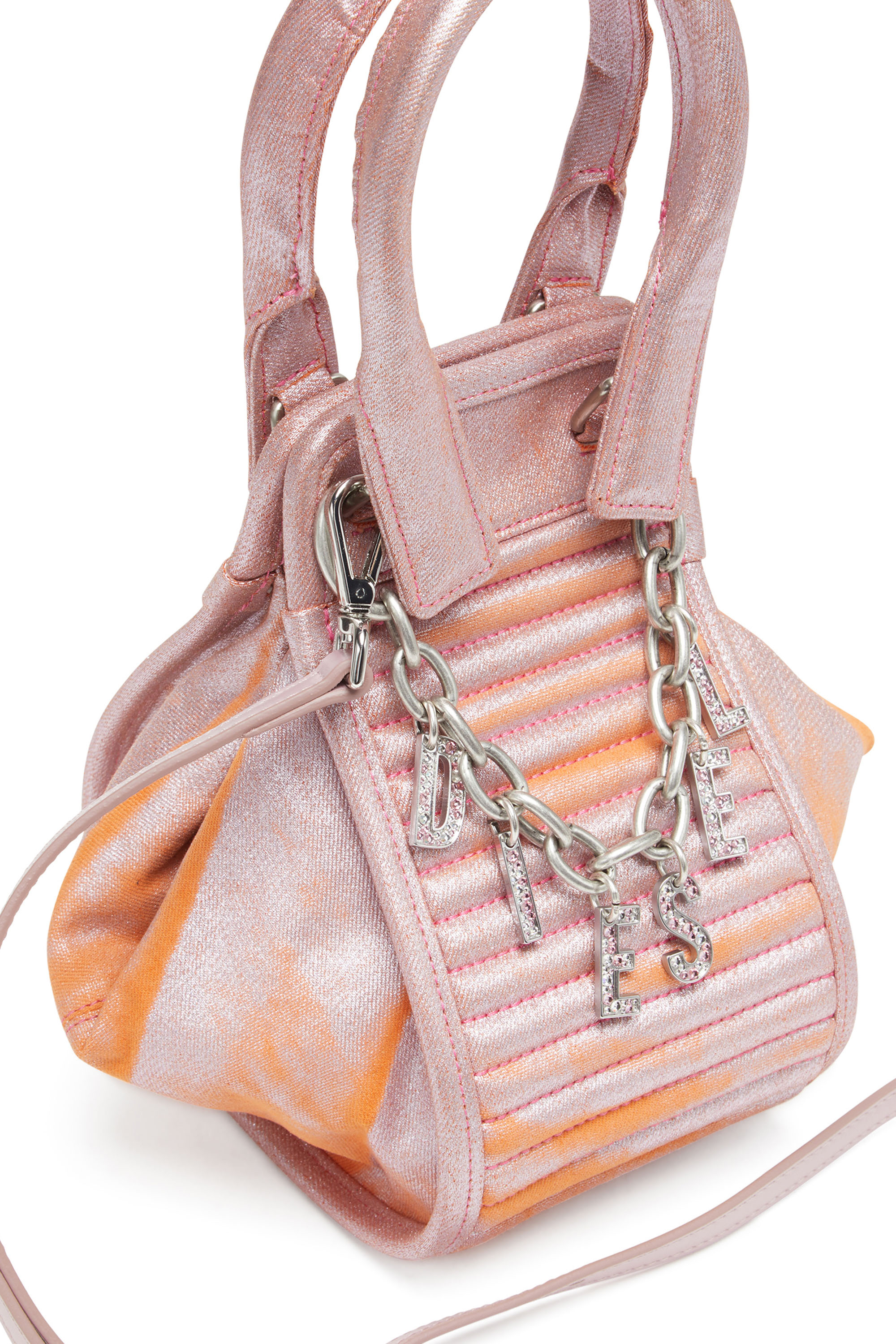 Diesel - D-VINA-XS, Woman D-Vina-XS-Handbag in bicolour coated denim in Pink - Image 5