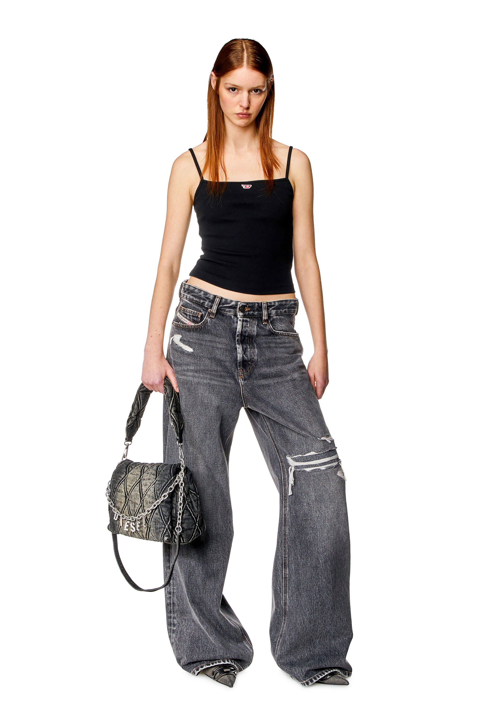 Diesel - Woman Straight Jeans 1996 D-Sire 007F6, Black/Dark grey - Image 5