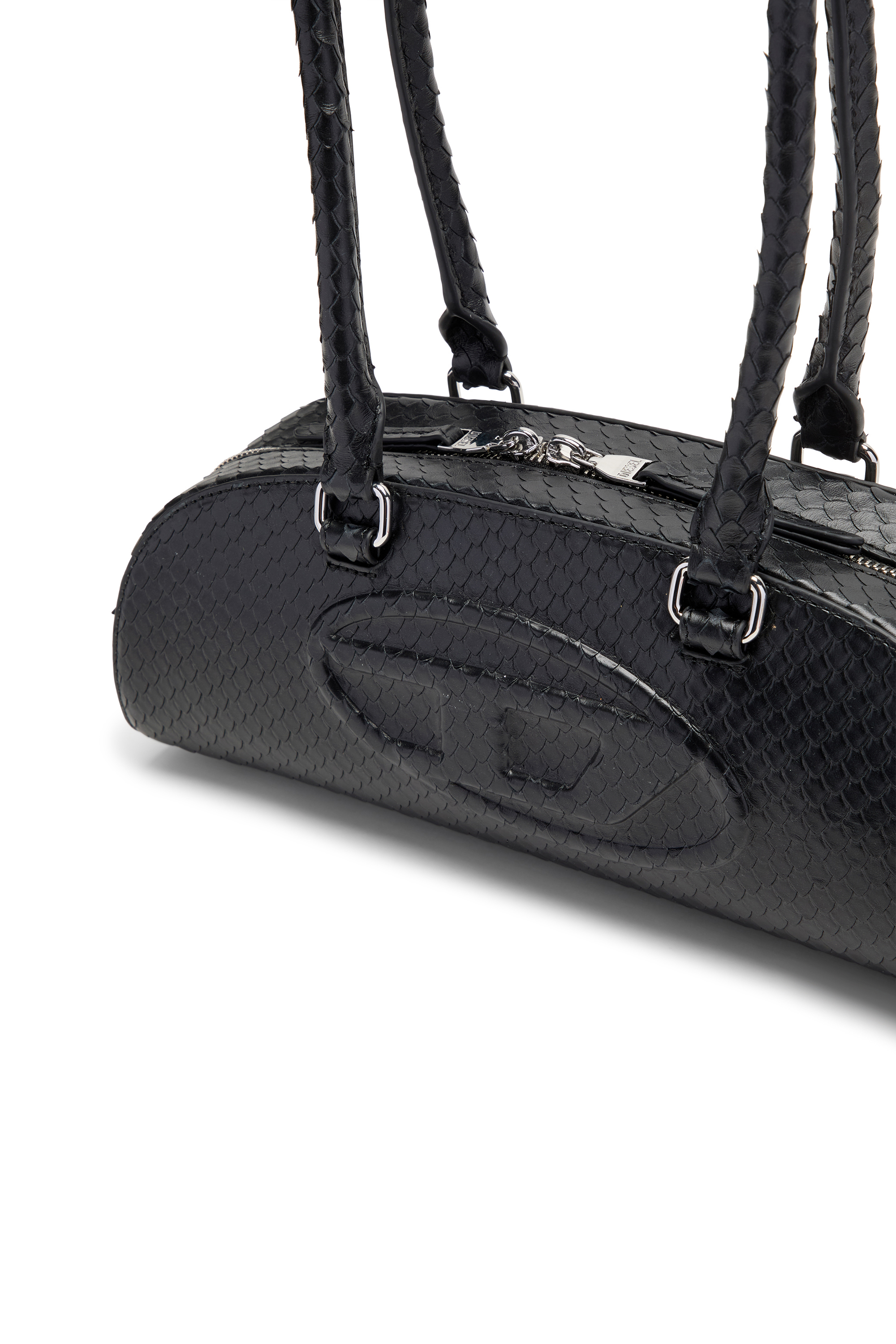 Diesel - 1DR DOME SHOULDER EW, Woman's 1DR Dome-Elongated bowling bag in textured leather in Black - 4