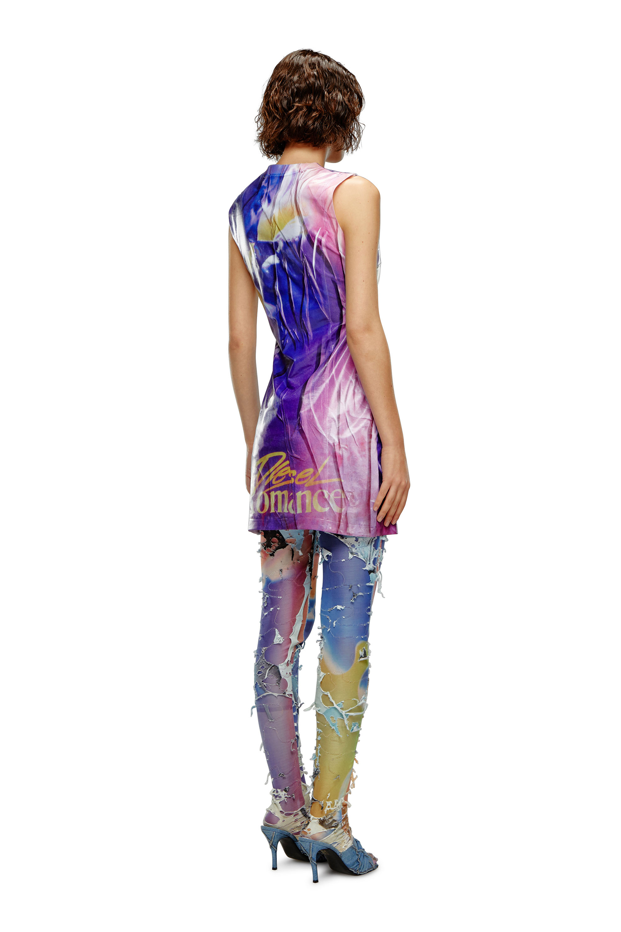 Diesel - D-BELLE, Woman Long dress with poster print in Multicolor - Image 3