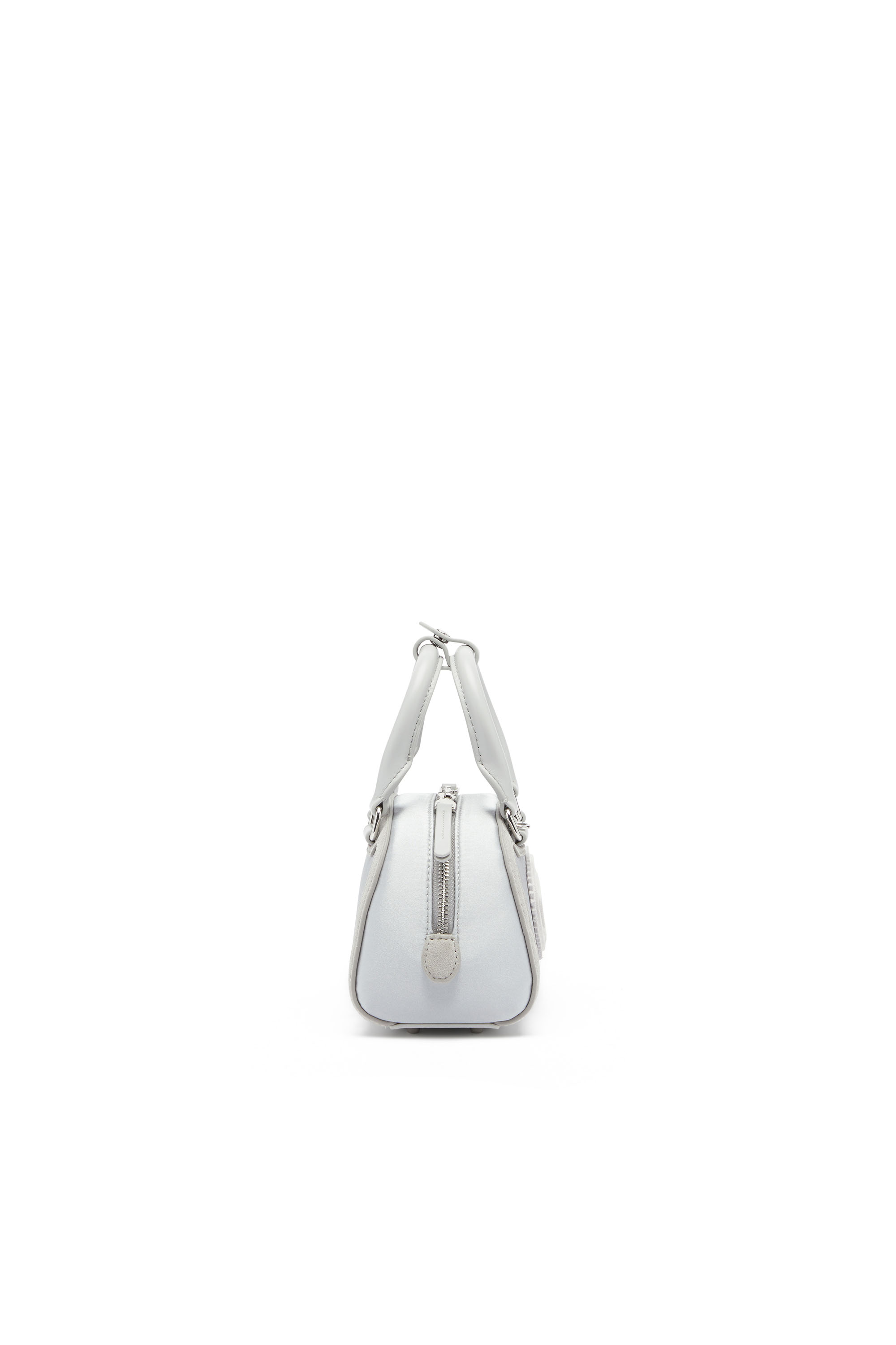 Diesel - 1DR DOME CROSSBODY, Woman's 1DR Dome - Mini bowling bag in satin and suede in Silver - 5