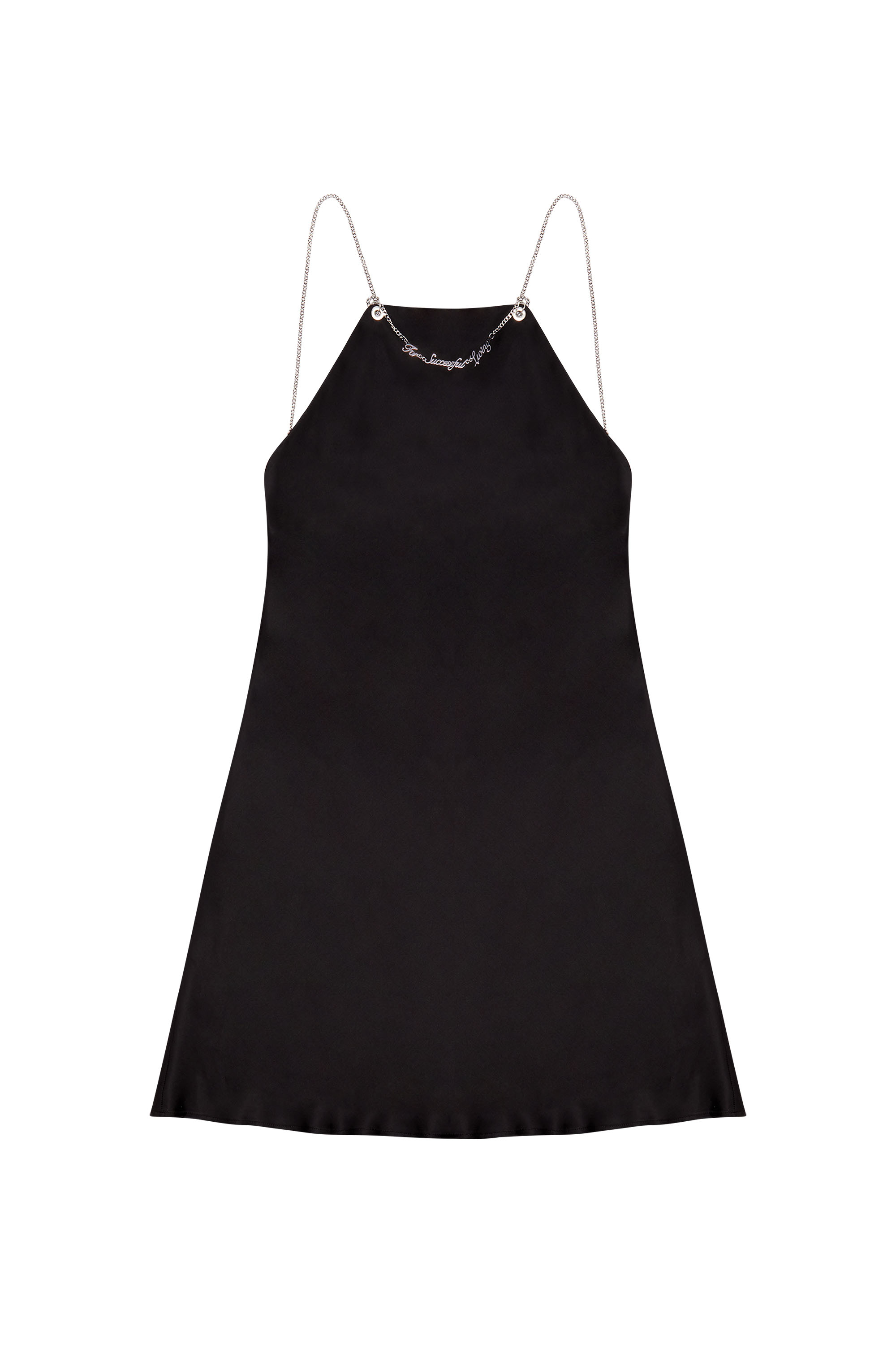 Diesel - D-ELIZ-MINI, Woman Satin mini dress with chain straps in Black - Image 4
