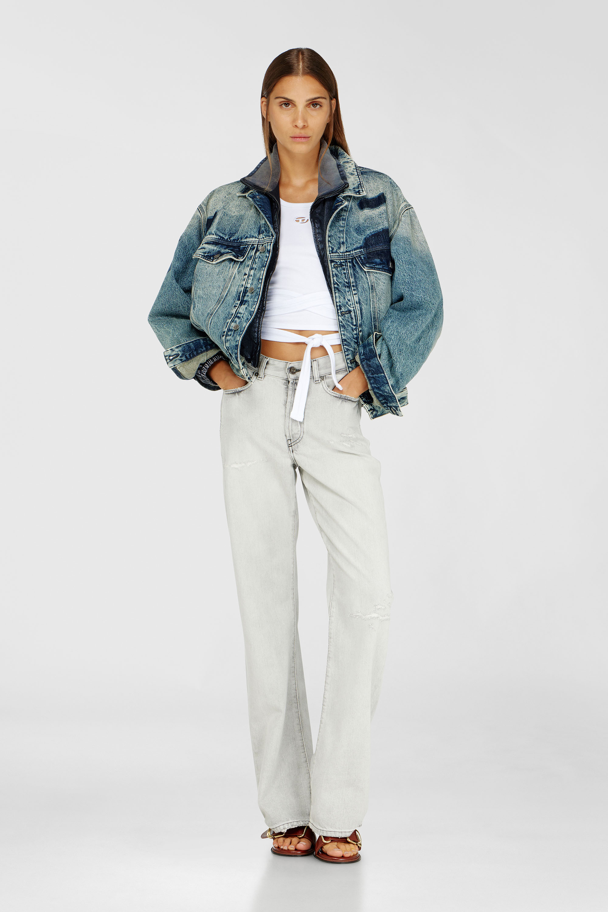 Diesel - T-ANKY-TAIL-S1, Woman's Crop top with wrap-around laces in White - 2