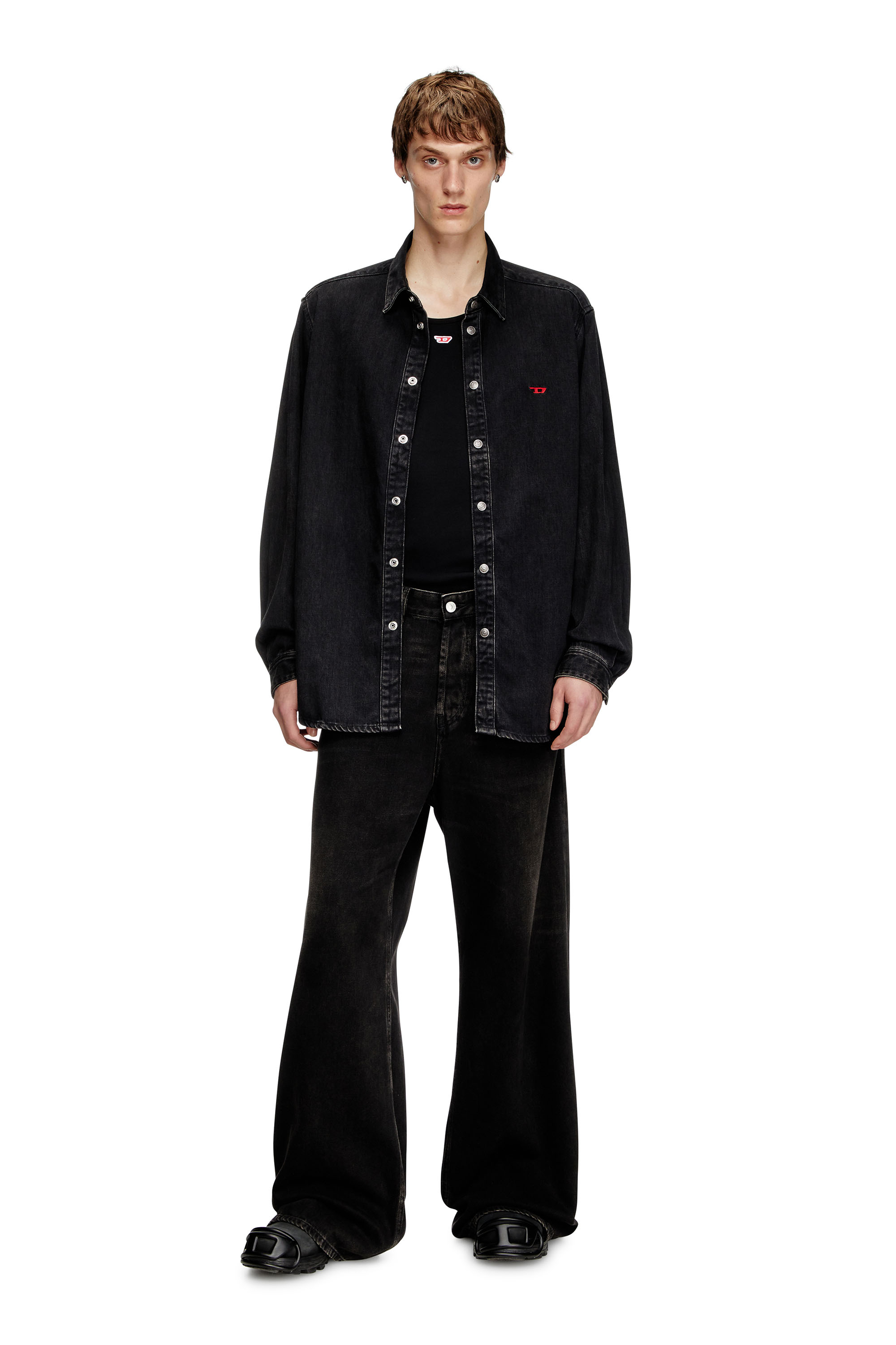 Diesel - D-SIMPLY, Man's Shirt in Tencel denim in Black - 1