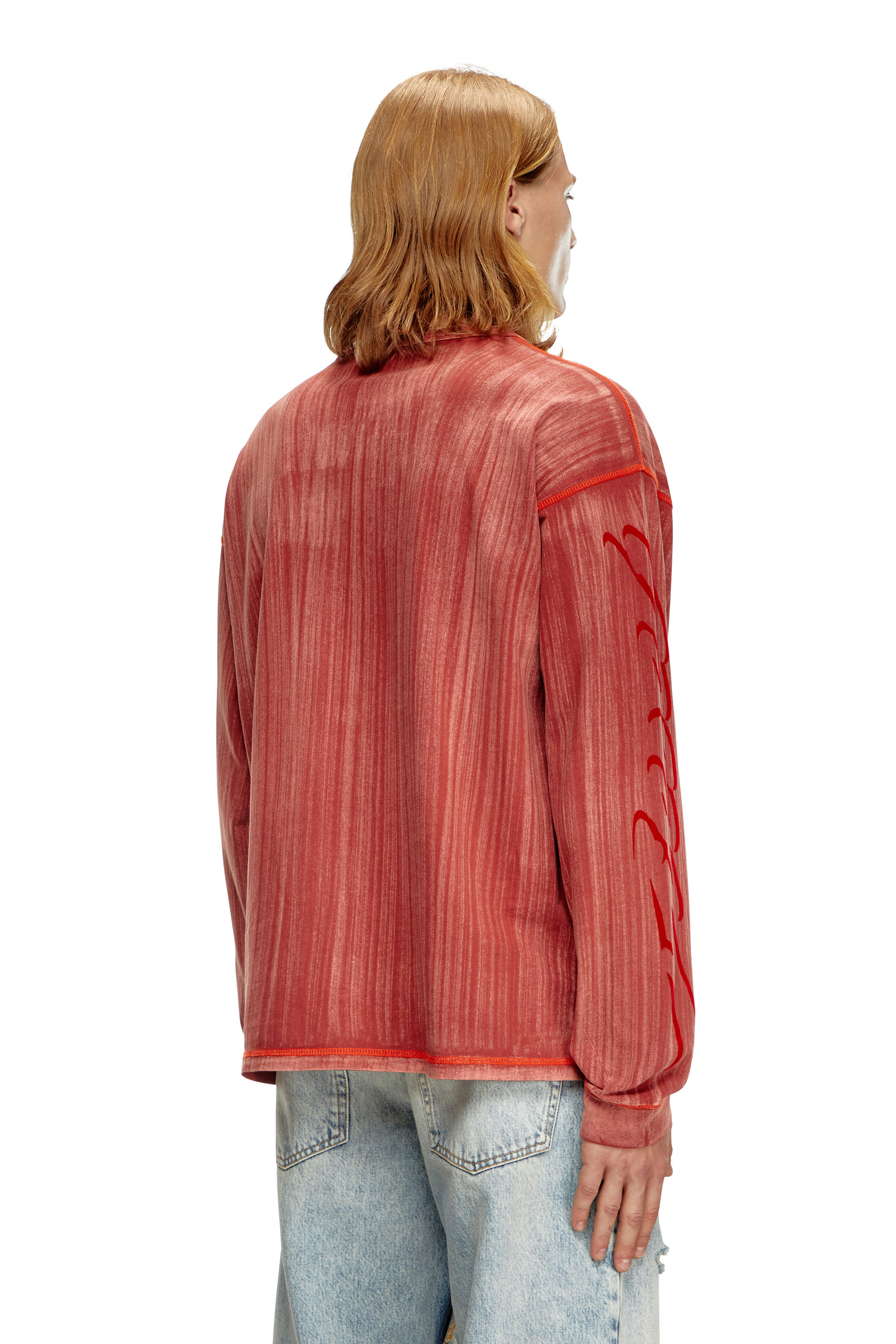 Diesel - T-BOXT-LS-Q2, Man Long-sleeve T-shirt with brushstroke fading in Red - Image 4