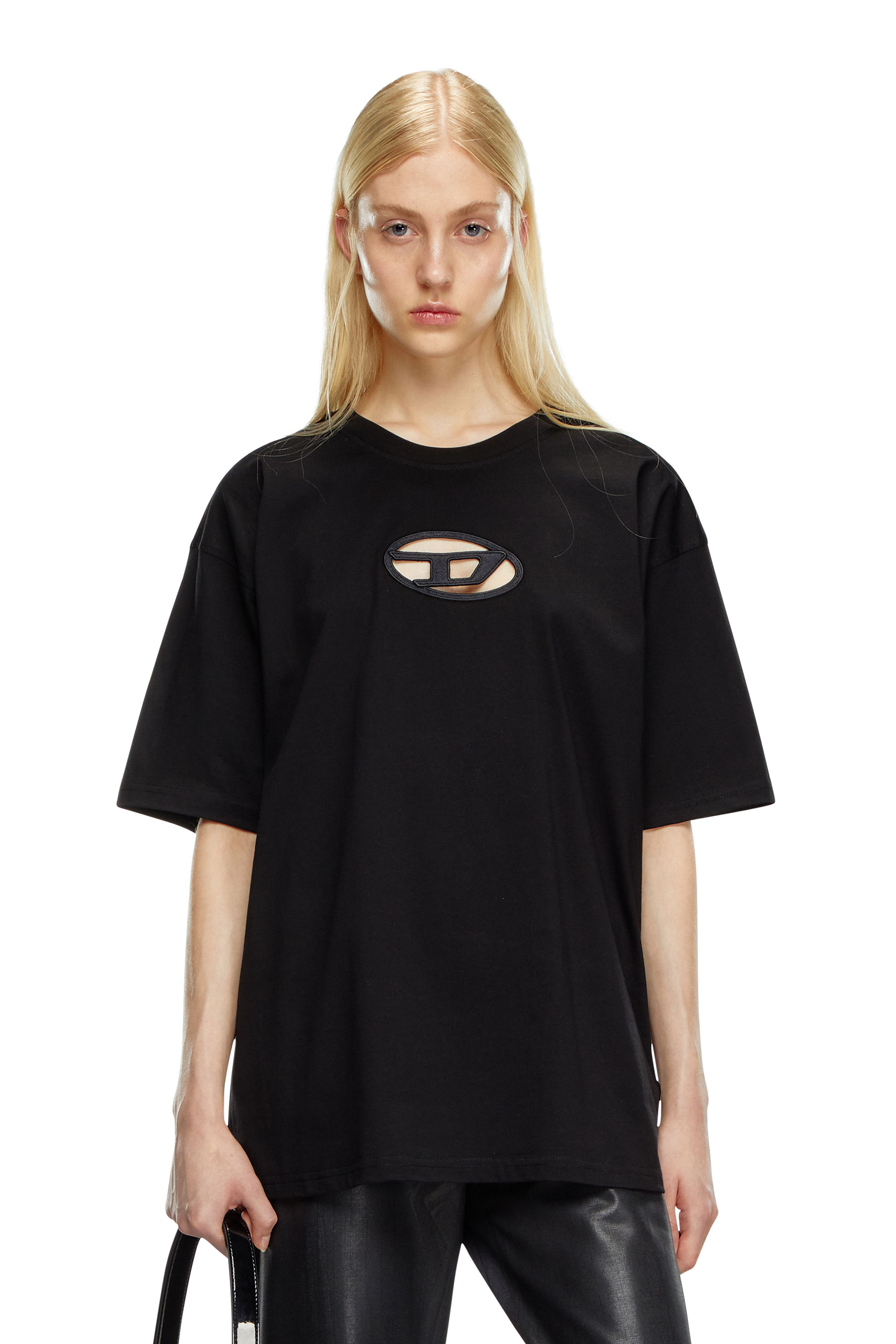 Diesel - T-BOXT-OD, Unisex T-shirt with embroidered Oval D in Black - Image 1