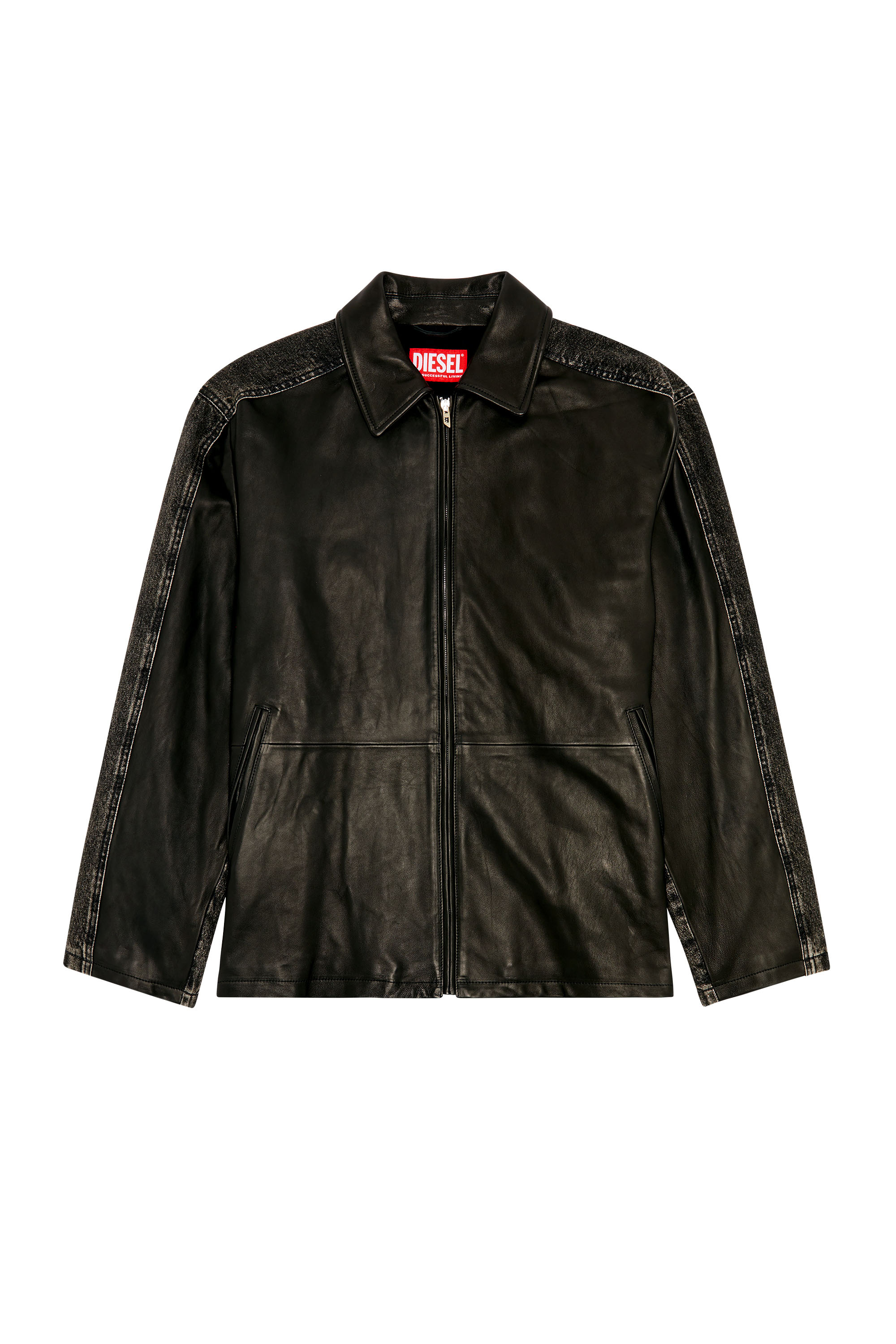 Diesel - L-STOLLER, Man Hybrid denim and leather jacket in Black - Image 3