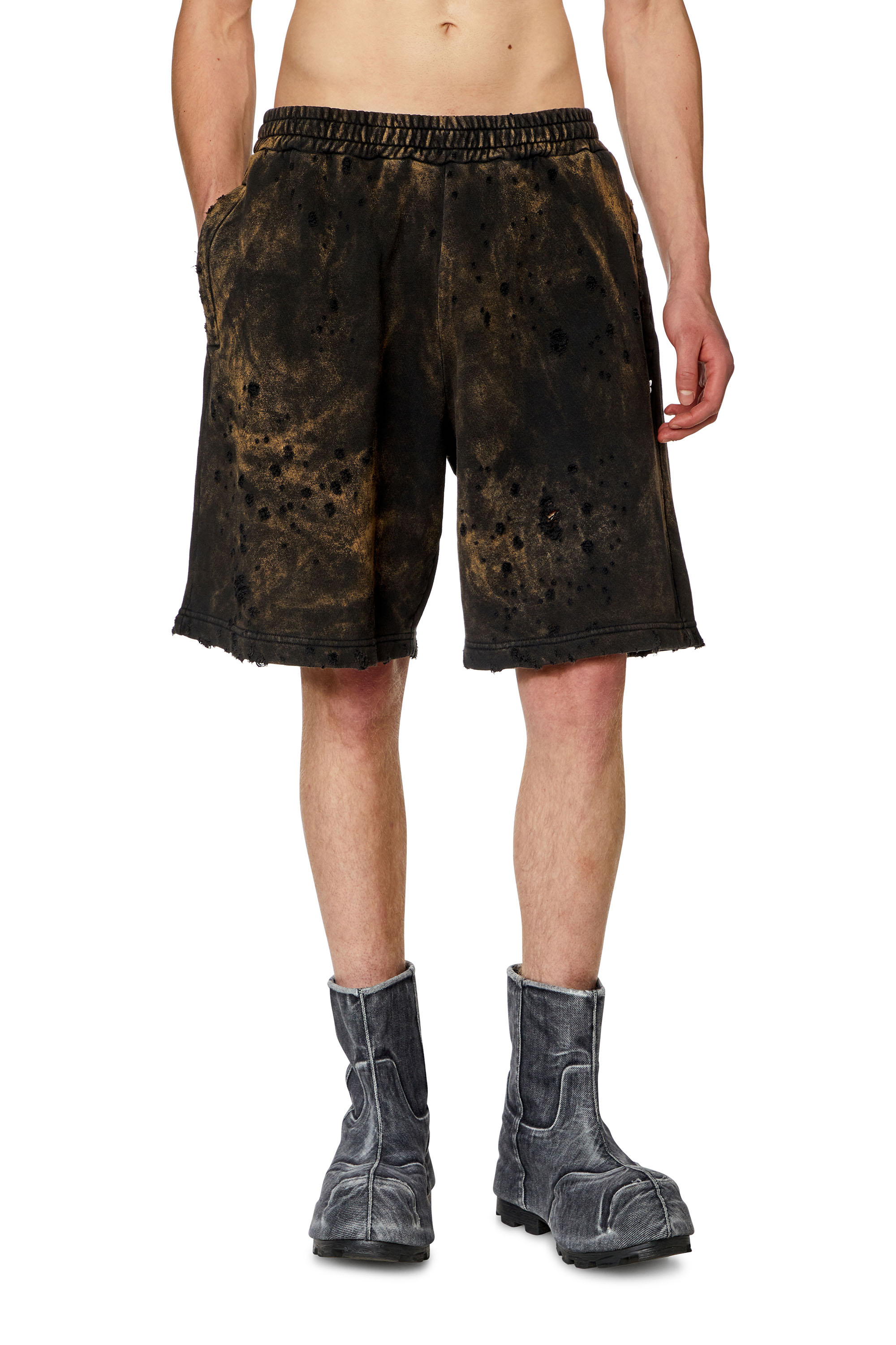 Diesel - P-CROWN-N2, Man Distressed shorts with marbled effect in Multicolor - Image 1