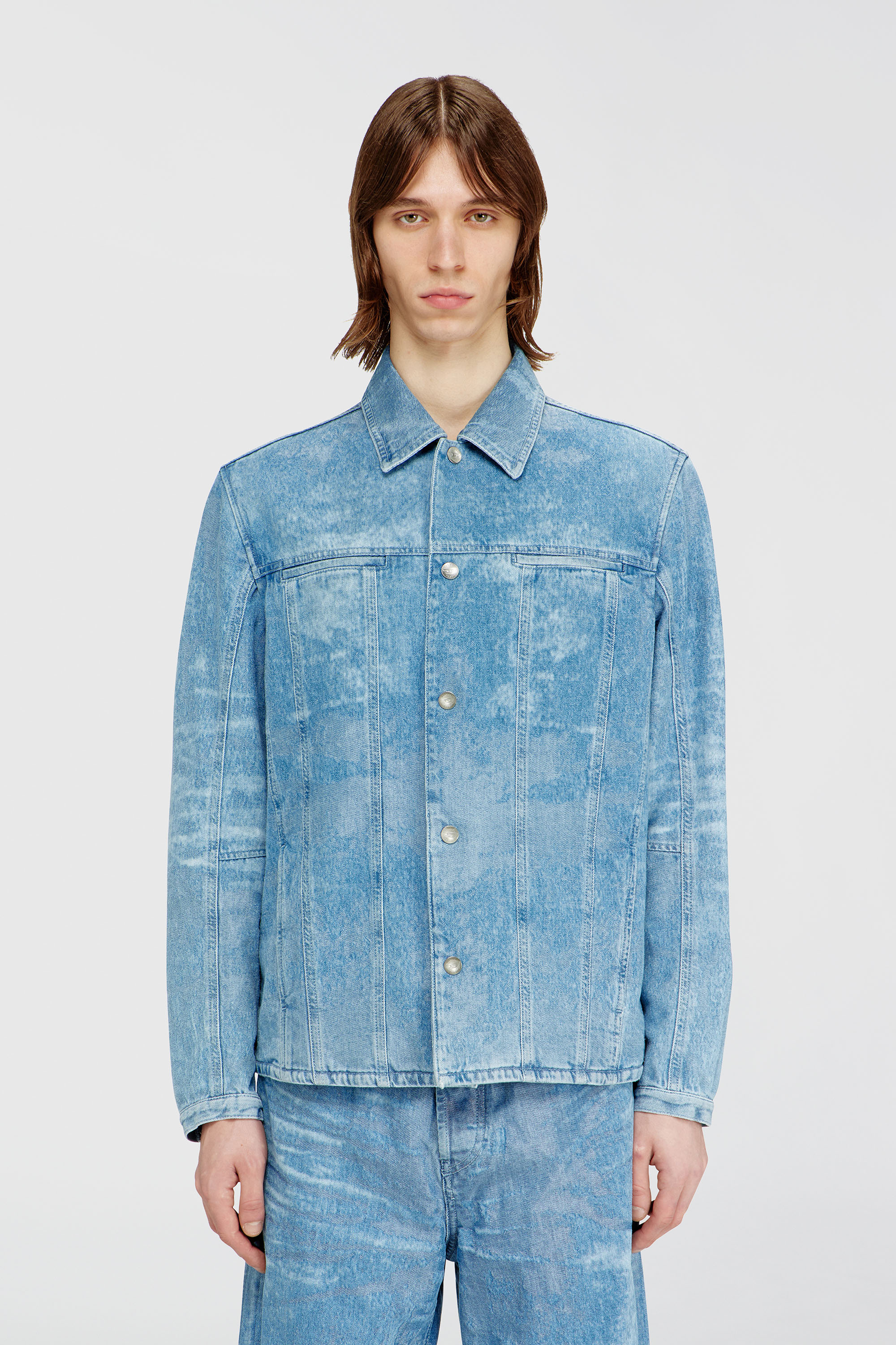 Diesel - D-SERON-FSI, Man's Jacket in satin denim in Light Blue - 3