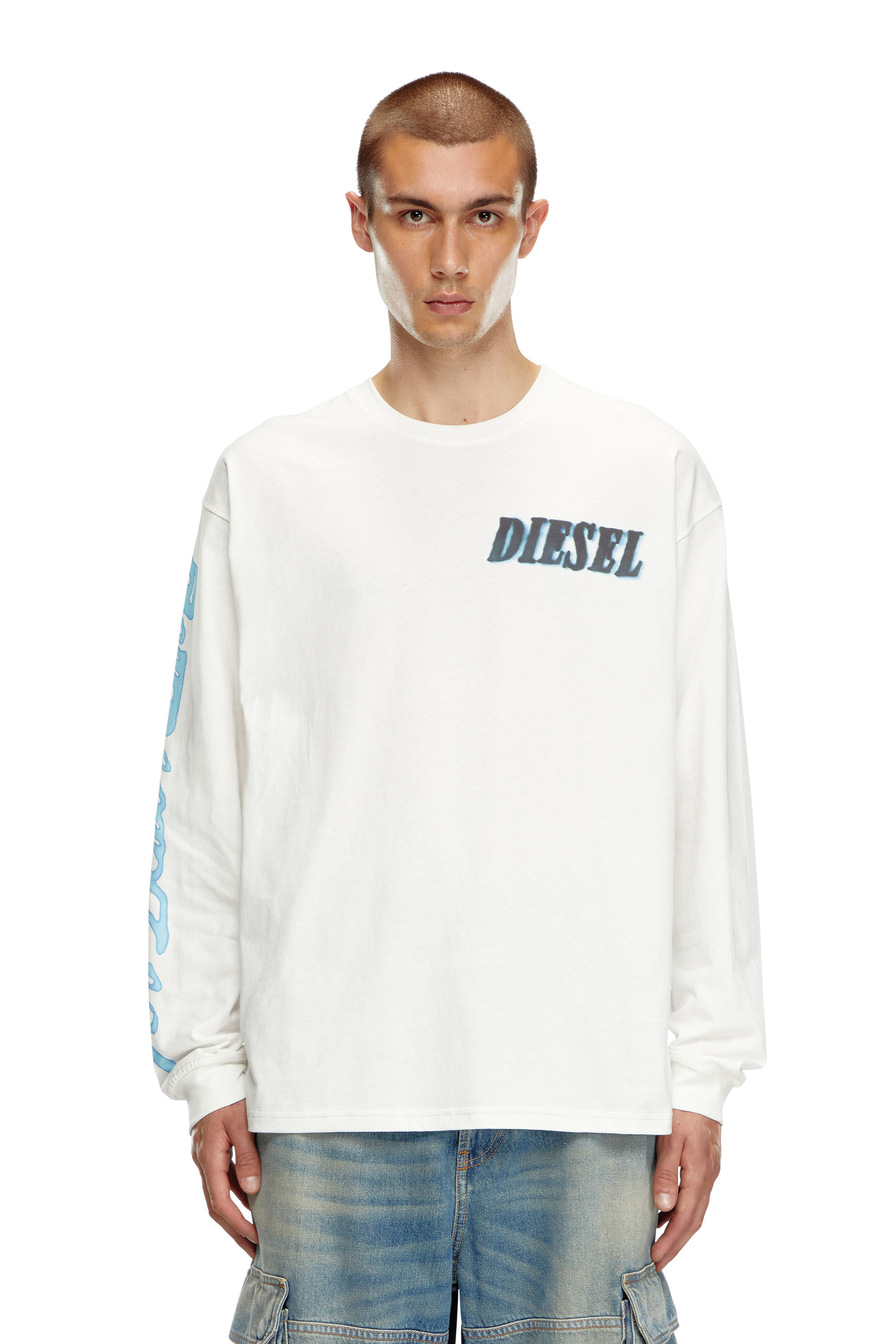 Diesel - T-BOXT-LS-Q15, Man Long-sleeve T-shirt with logo prints in White - Image 1