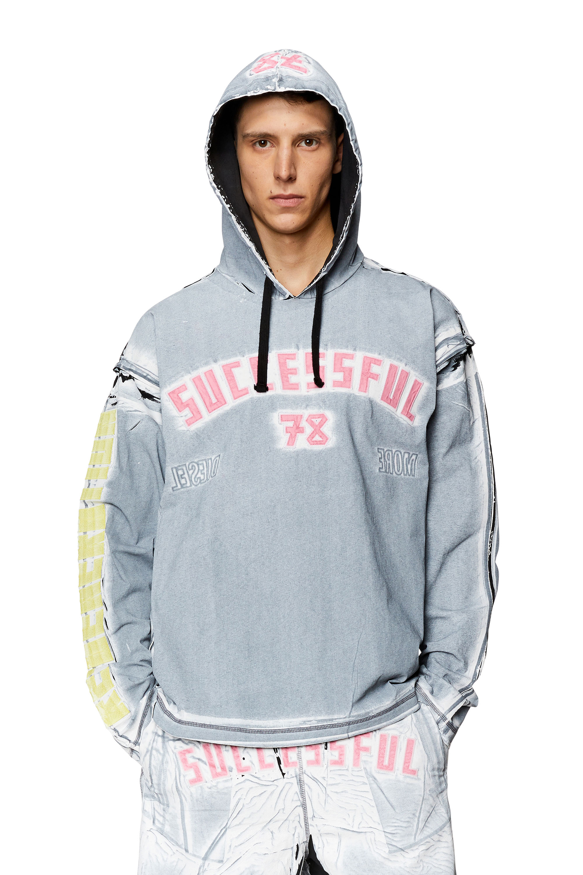 Diesel - T-NABEL-HOOD-LS, Black/Blue - Image 1