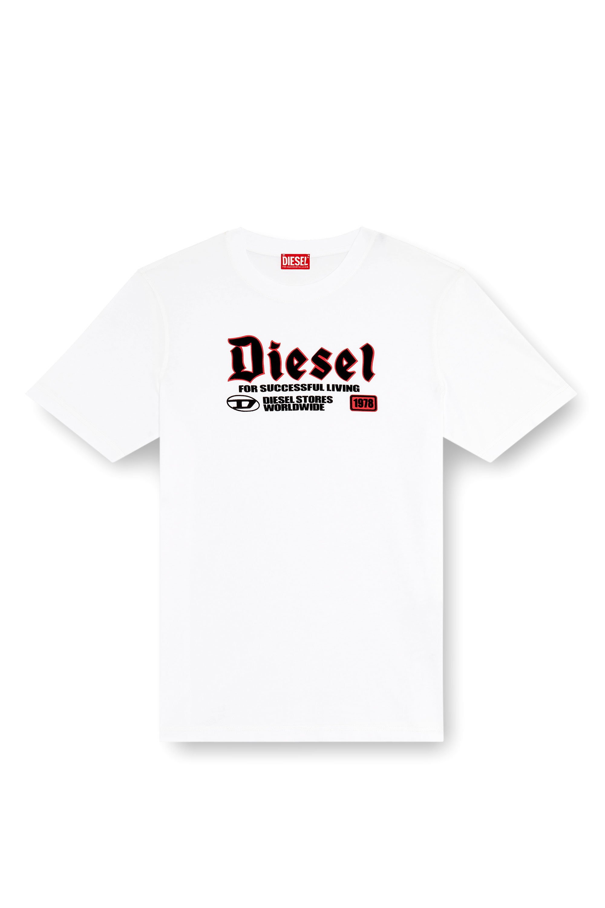 Diesel - T-ADJUST-K1, Man T-shirt with flocked Diesel print in White - Image 3