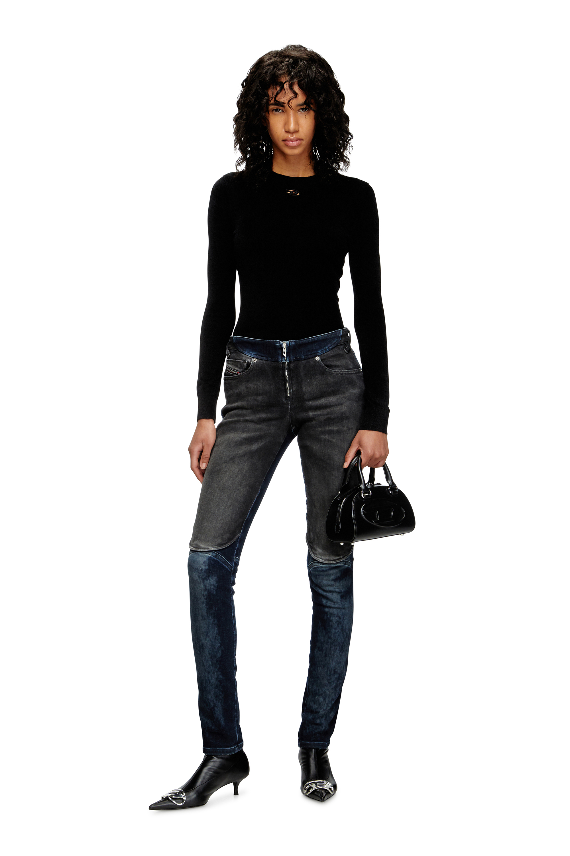 Diesel - 1DR DOME CROSSBODY, Woman's 1DR Dome-Leather mini bowling bag in Black - 7