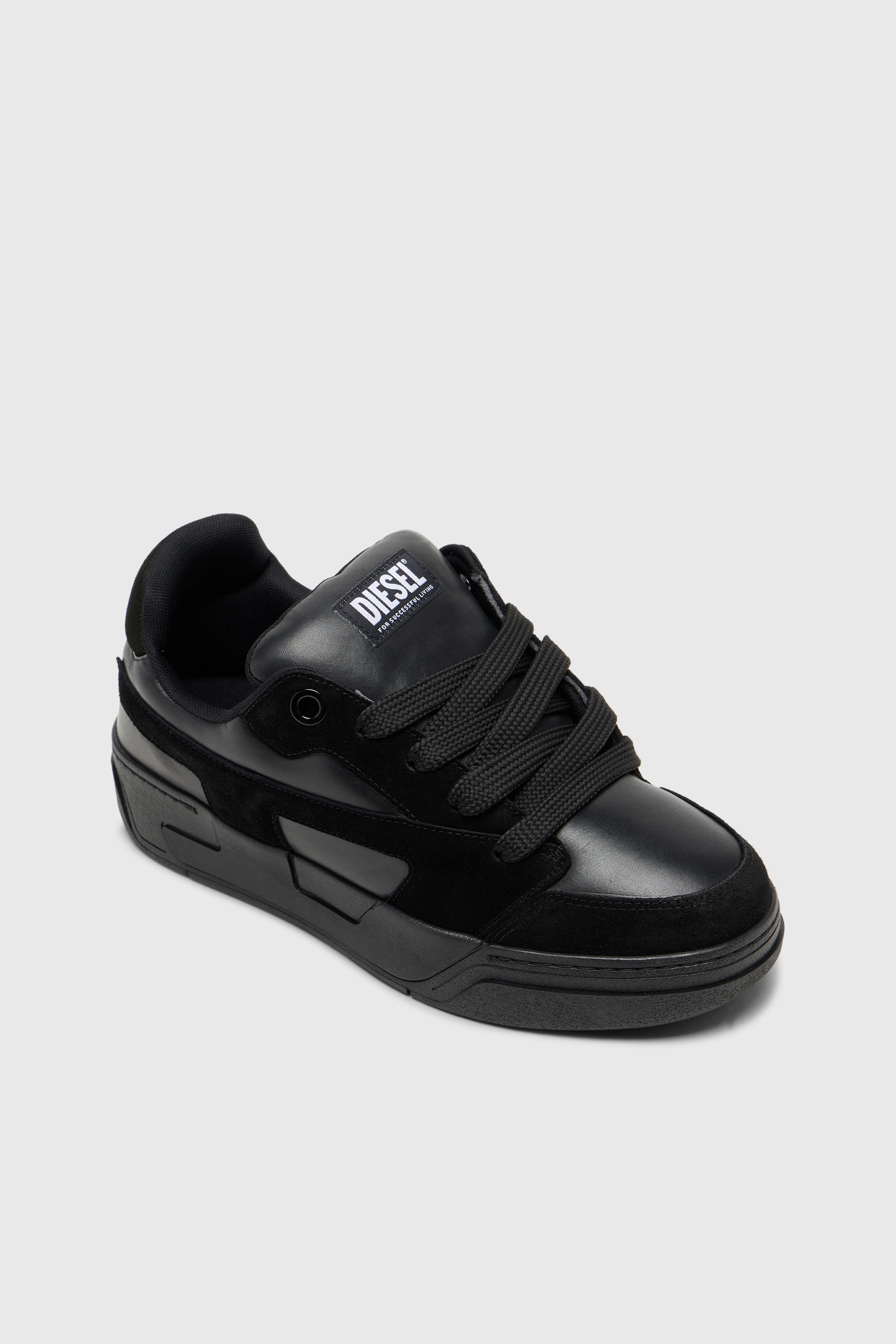 Diesel - S-D-OLLIE LOW, Man's D-Ollie-Monochrome sneakers in suede and leather in Black - 6