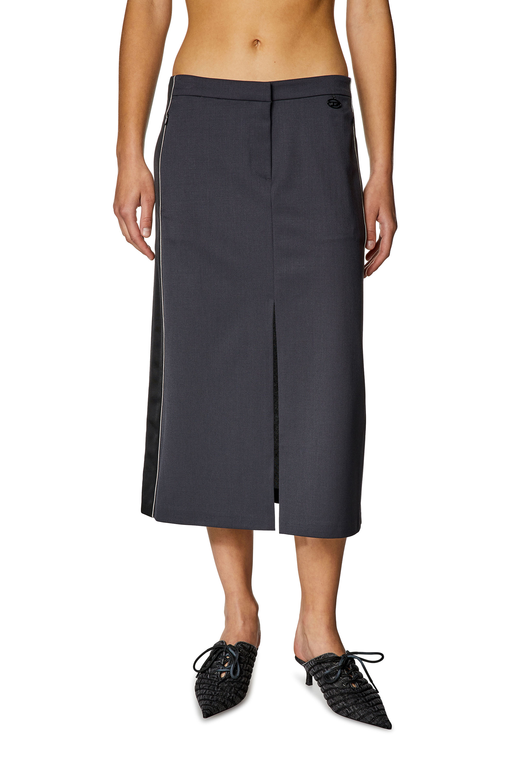 Diesel - O-CARY, Woman Midi skirt in wool blend and double knit in Multicolor - Image 1