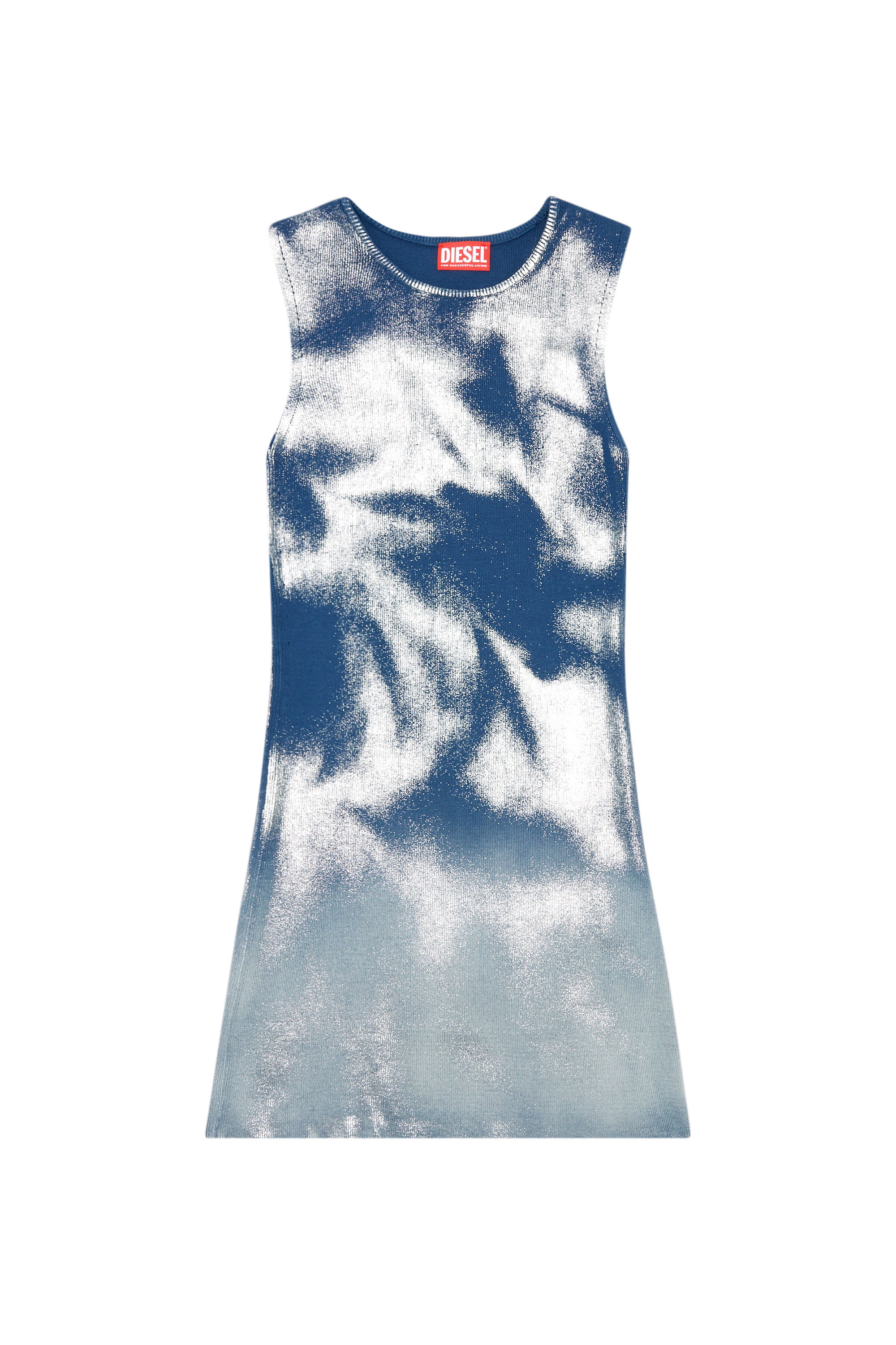 Diesel - M-IDONY, Woman Short knit dress with metallic effects in Blue - Image 4