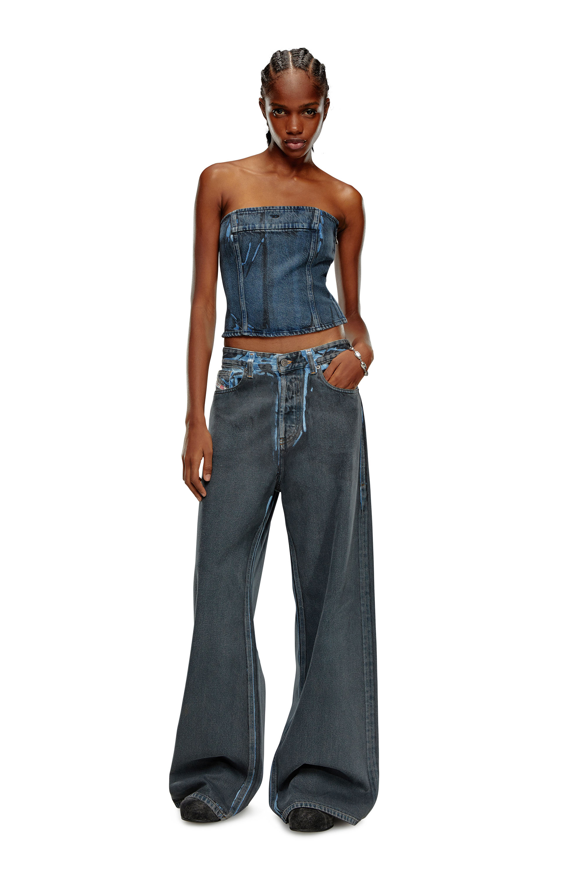 Diesel - Woman Straight Jeans 1996 D-Sire 09I47, Black/Dark grey - Image 2